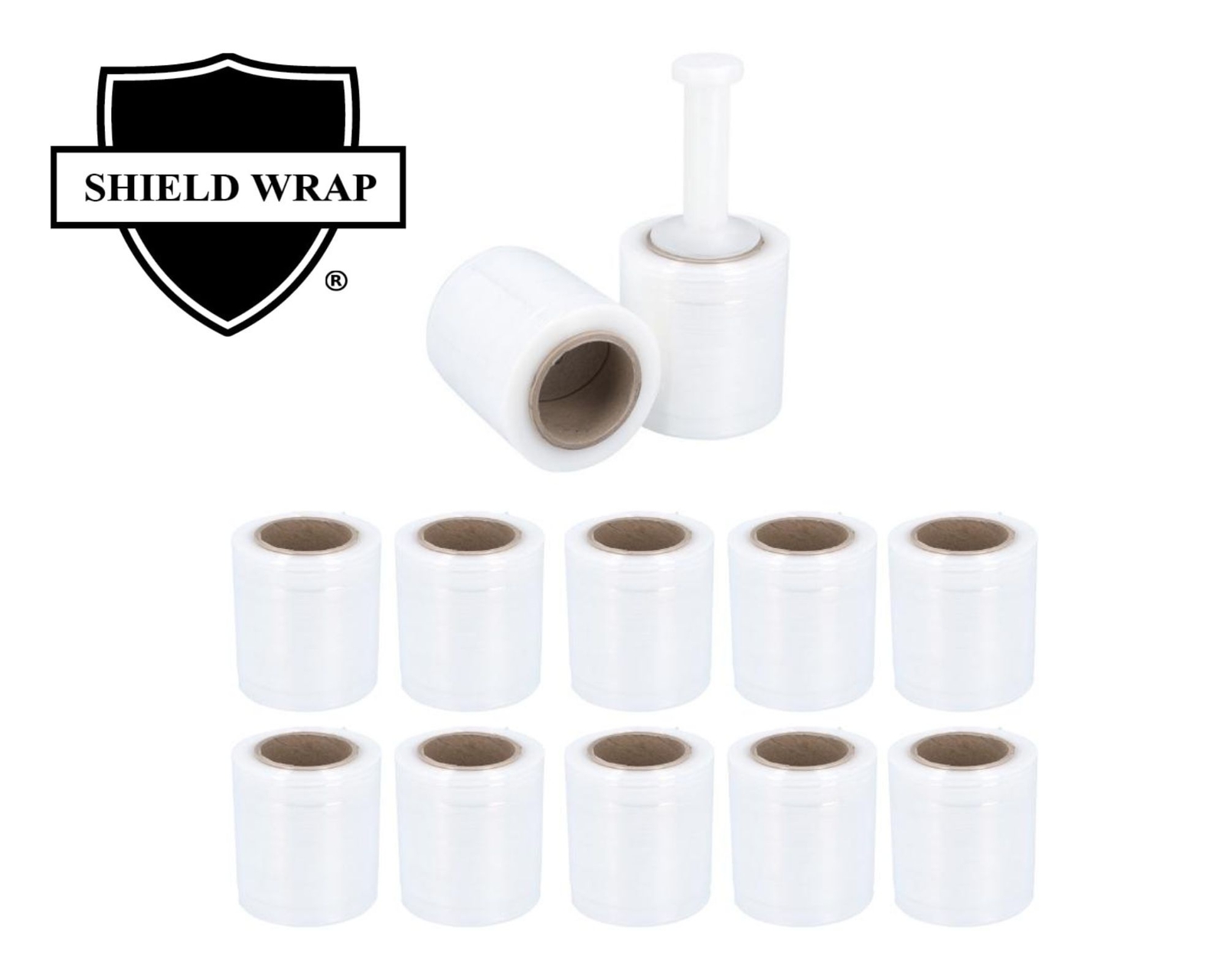 12 Rolls 50 Gauge 5″x 1000′ Clear Cast Hand Stretch Film Shrink Wrap + 1 Handle