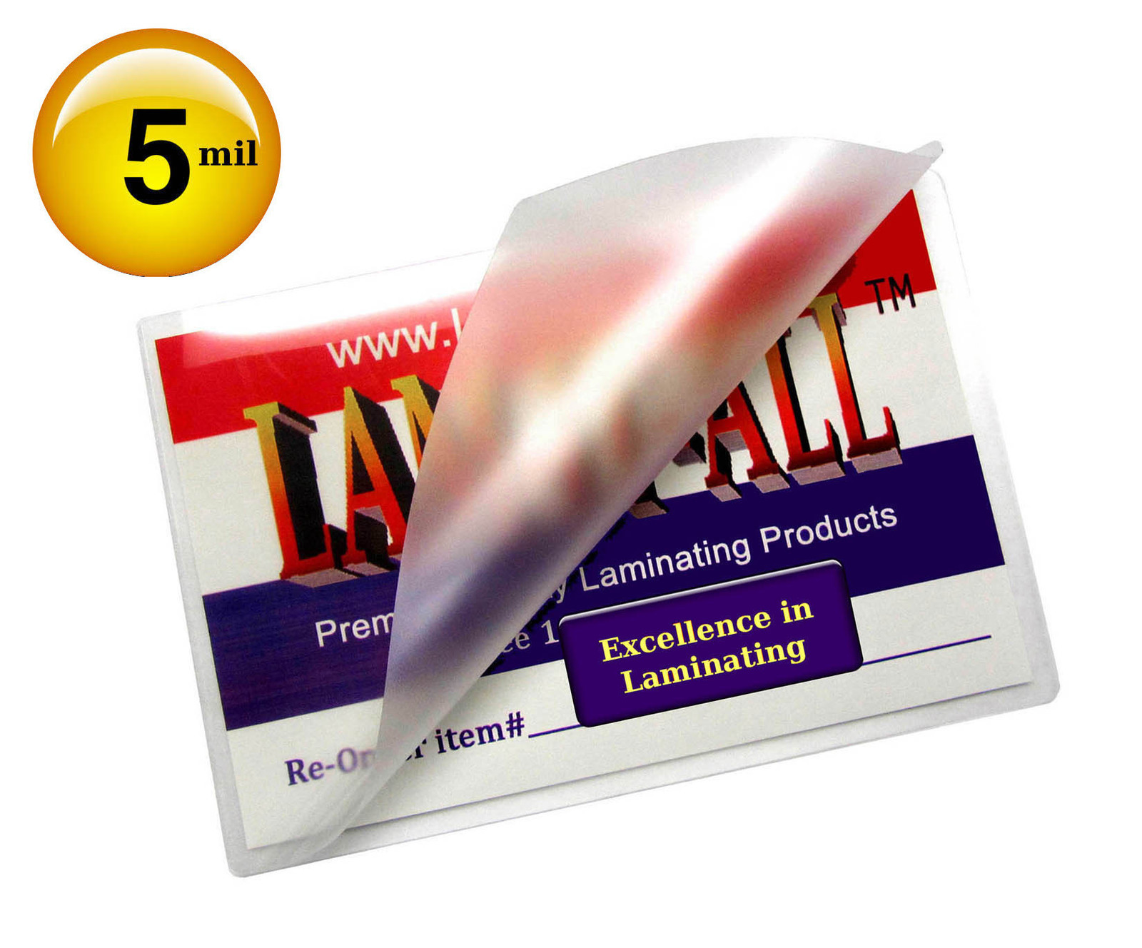 LAM-IT-ALL Hot 5 Mil Business Card Laminating Pouches 2.25 x 3.75 [100/pk] Clear