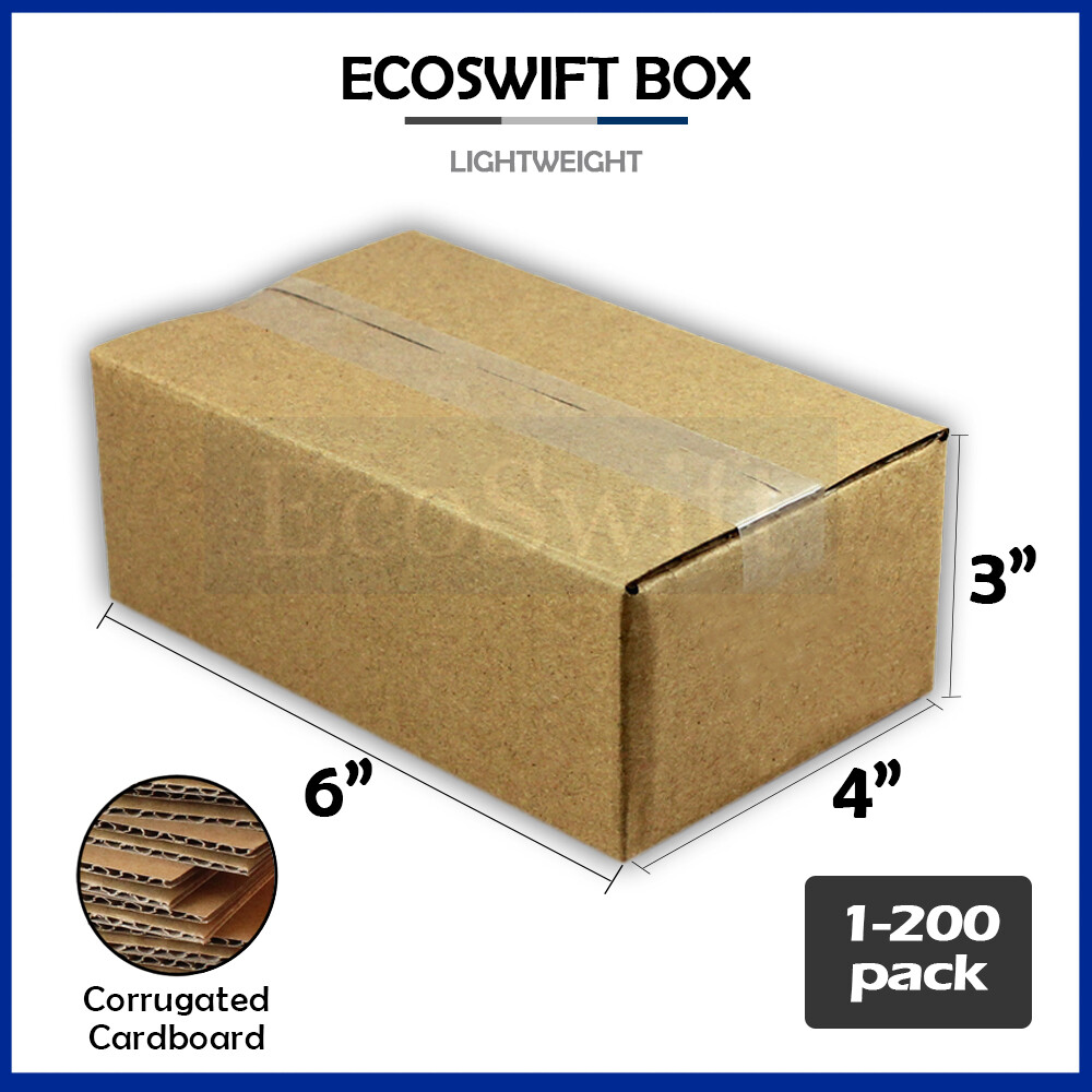 1-200 6x4x3 «EcoSwift» Cardboard Packing Mailing Shipping Corrugated Box Cartons