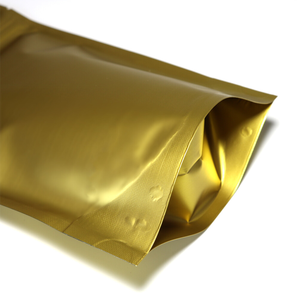 Variety of Sizes for 100pcs Matte Gold Metallized Foil Stand-Up Zipper Bags
