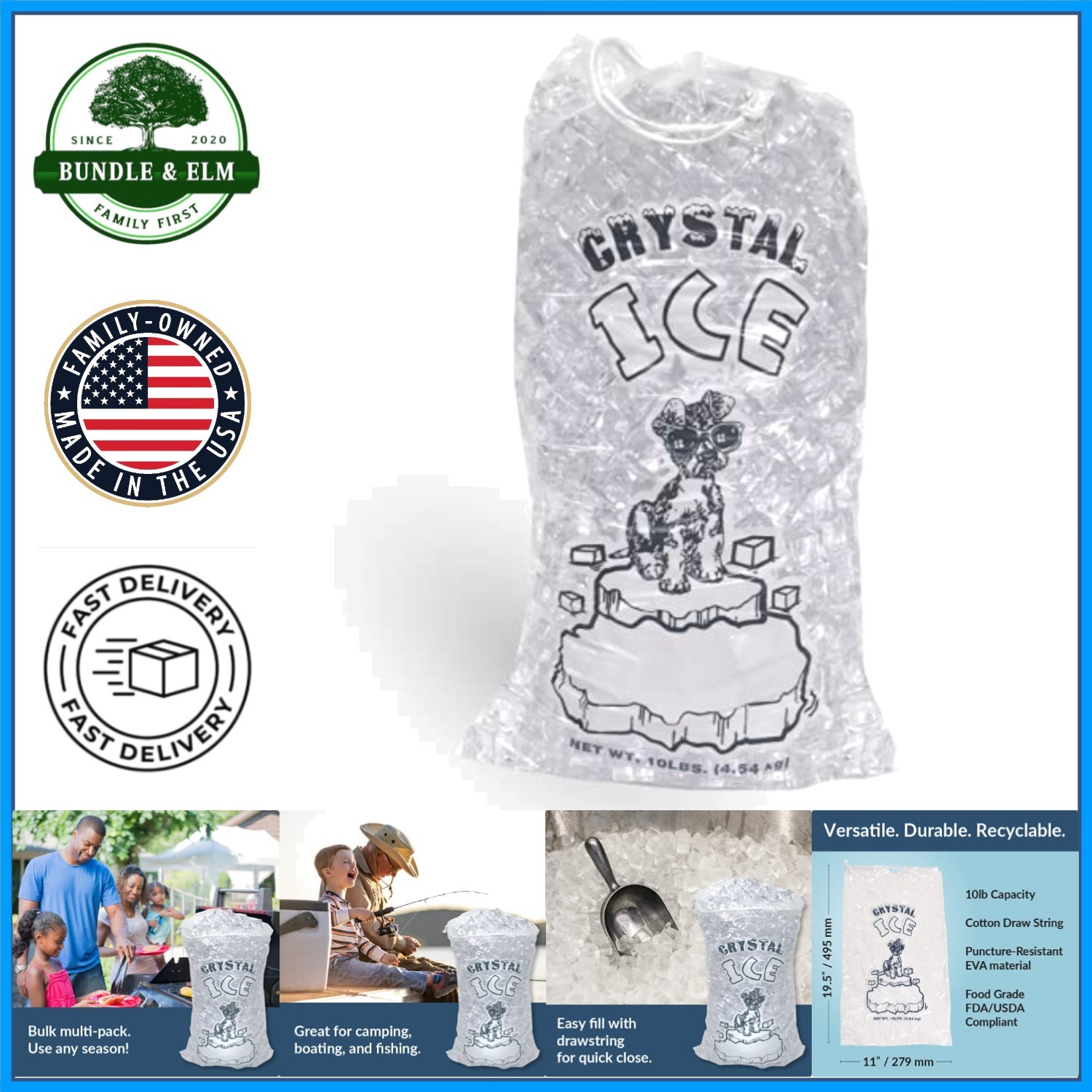 Clear Ice Bags with Closure – 10 lb Capacity, Perfect for Indoor and Outdoor Use