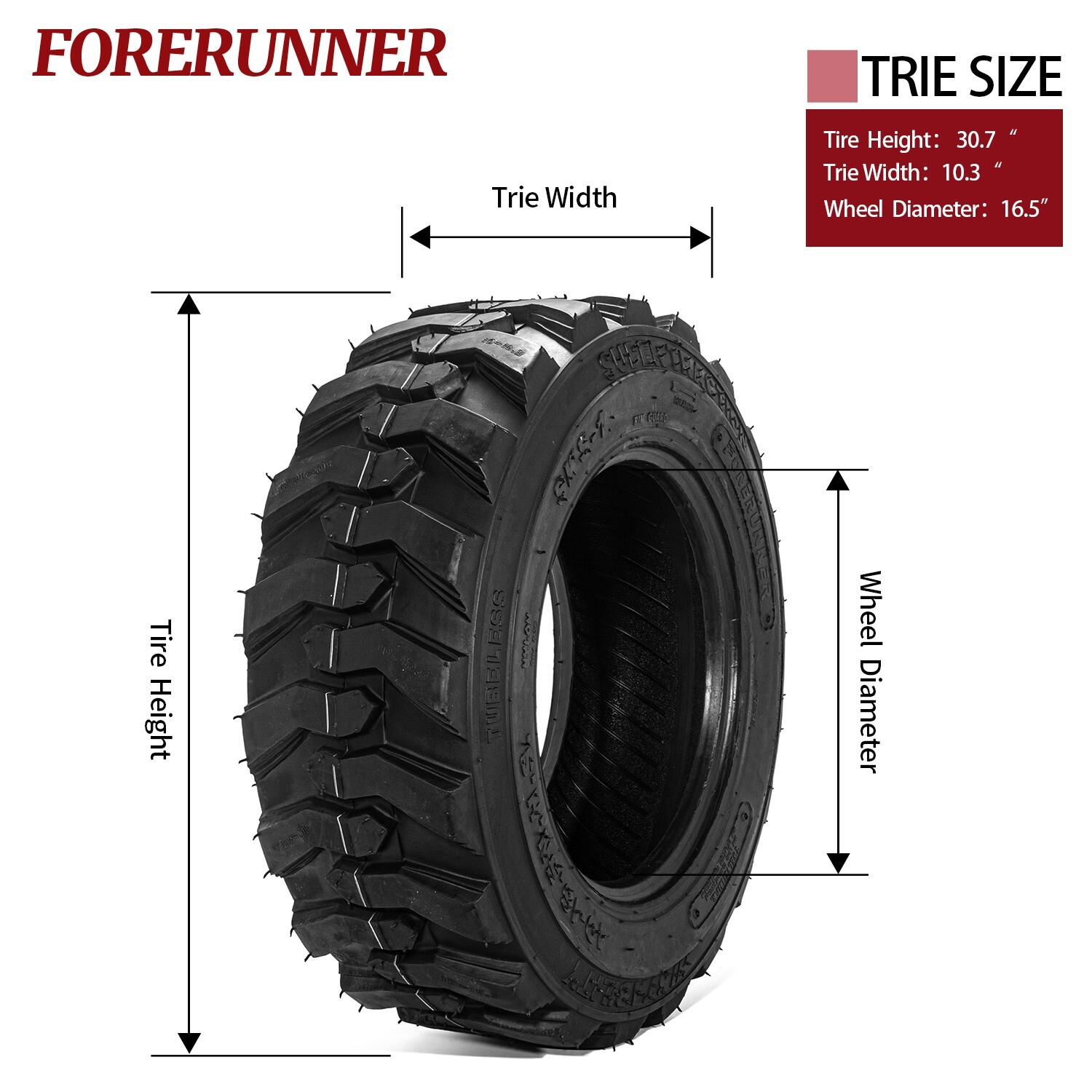4 Tires 10×16.5 12Ply 10-16.5 Skid Steer Tires Heavy Duty Industrial Tires