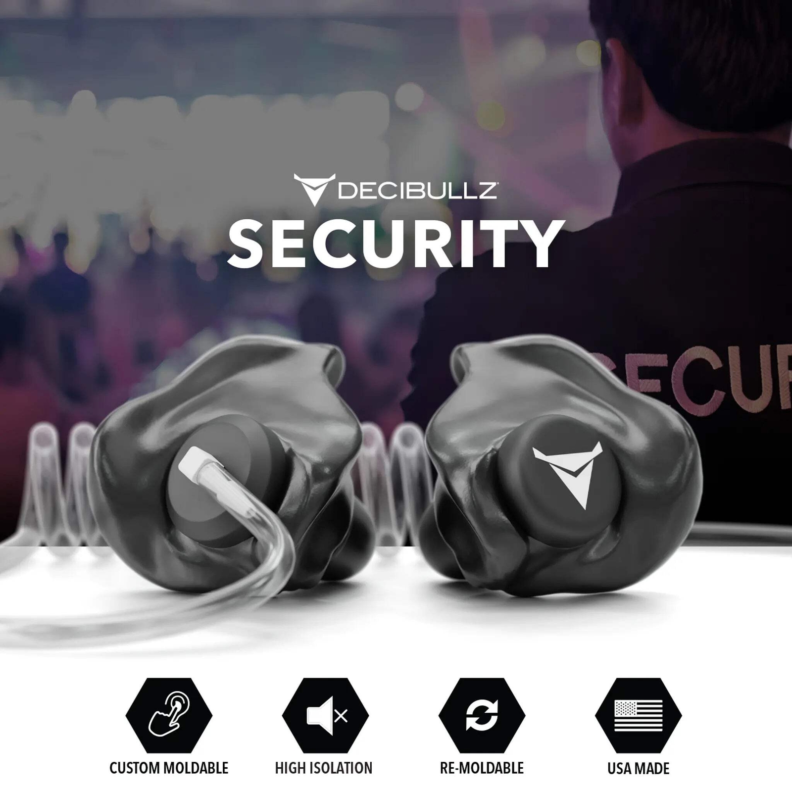 Custom Moldable Isolation Earpiece for Clear Tube, Radio, Surveillance, and Comm