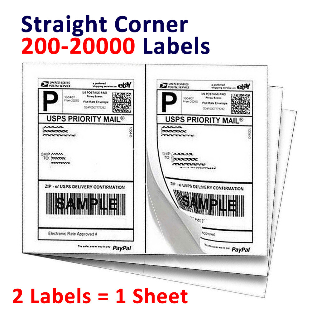 200-20000 Premium 8.5×5.5 Shipping Mailing Labels Half Sheet Self Adhesive Label