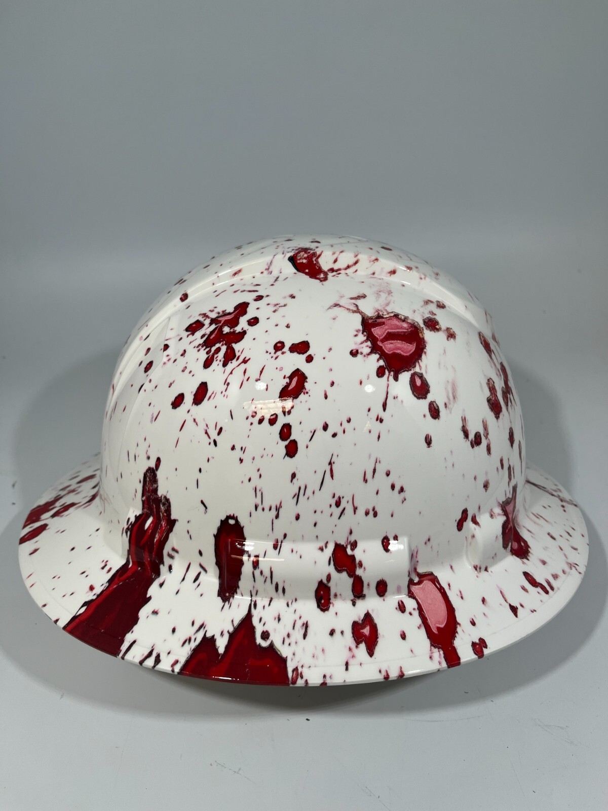 New Full Brim Hard Hat Custom Hydro Dipped HOMICIDE BLOOD SPLATTER