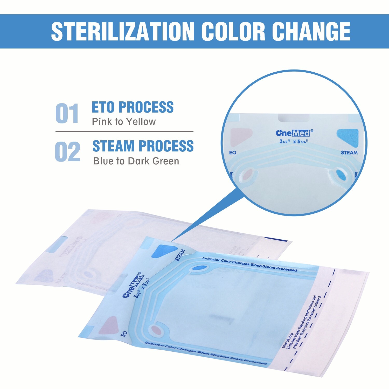 2000(10 Boxes)2.25″x4″ Self Seal Sterilization Pouches Sterilizer Autoclave Bags
