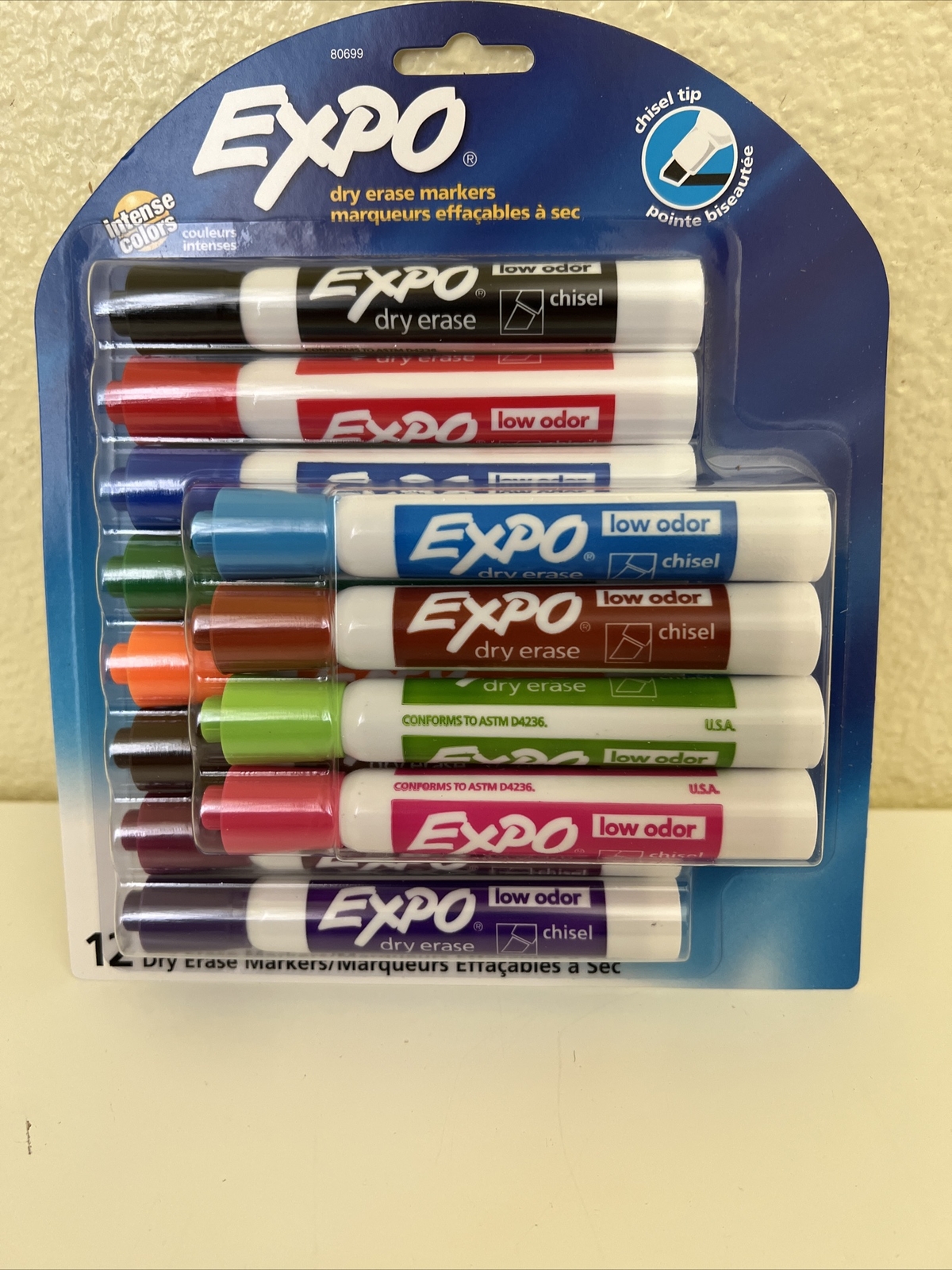 EXPO 12Count Low-Odor Dry Erase Markers Chisel Tip Assorted Colors