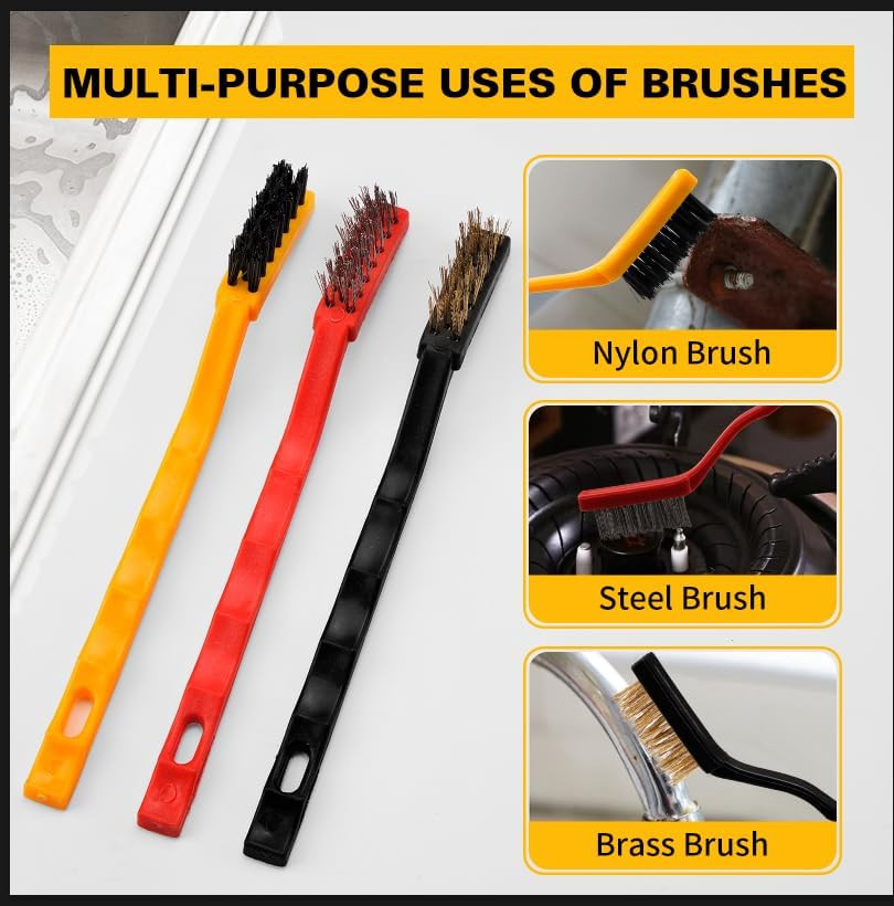 All-Purpose Cleaning Brush Set – Nylon/Brass/Steel Brushes & Scrapers 17Pcs Set