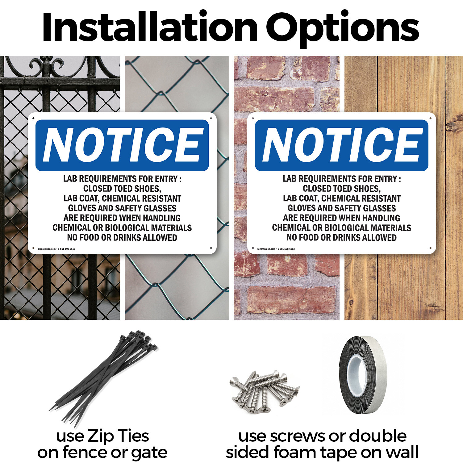 (2 Pack) Lab Requirements For Entry Closed Toed OSHA Notice Sign Decal Metal
