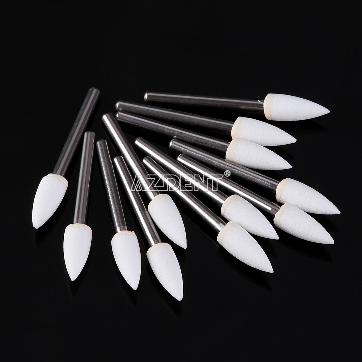 12pc/Set Dental White Polishing Stones Flame shape FG burs Arkansas Stone Points