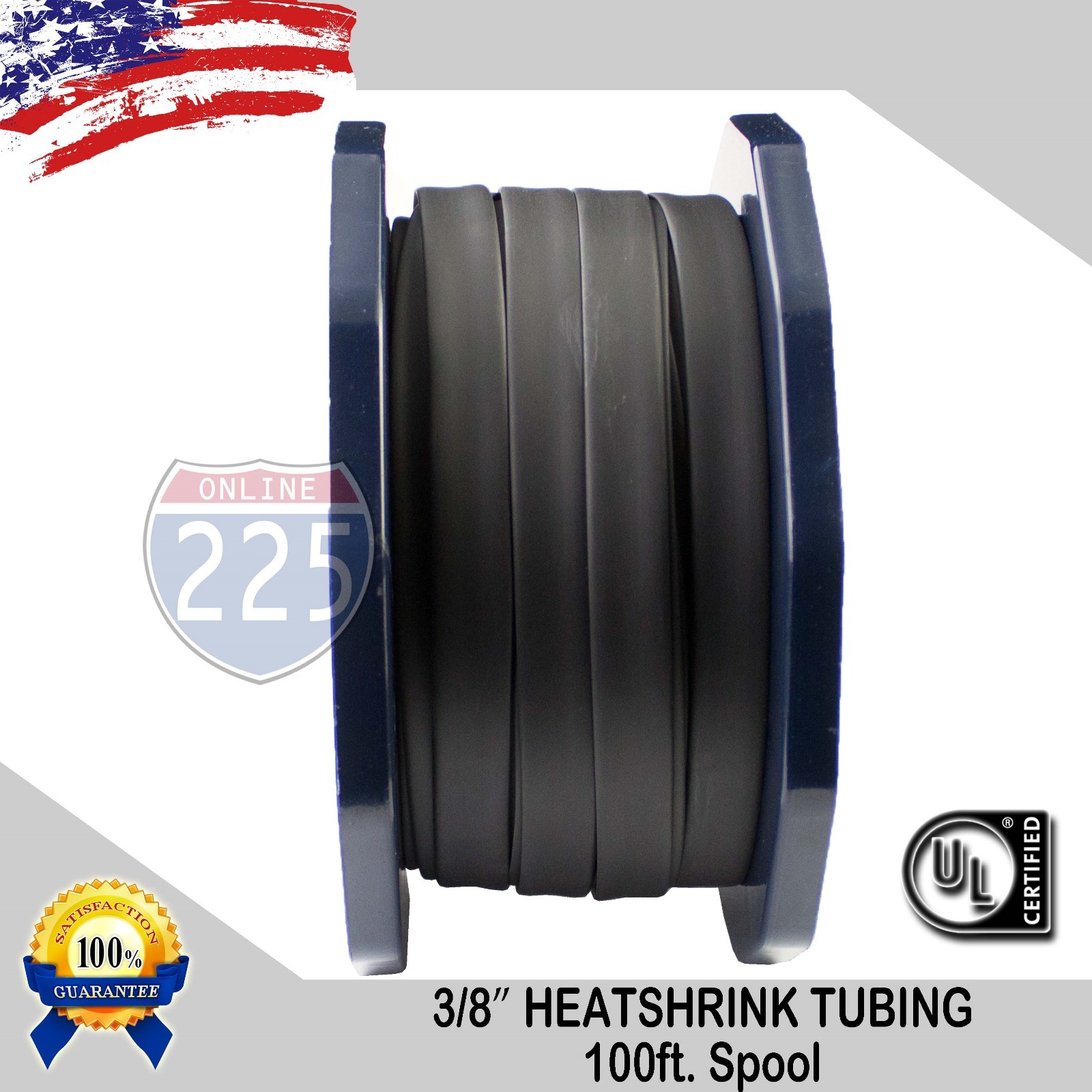 3/8″ Inch 100 FT. 100′ Feet BLACK 9mm Polyolefin 2:1 Heat Shrink Tubing Tube UL