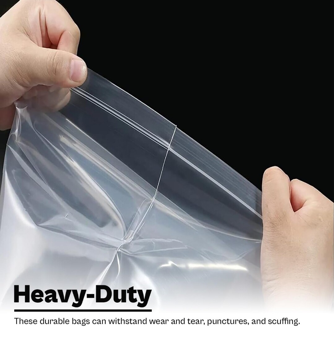 WHITE BLOCK HEAVY DUTY 2 Mil Clear Zip Seal Bags Reclosable Top Lock Plastic