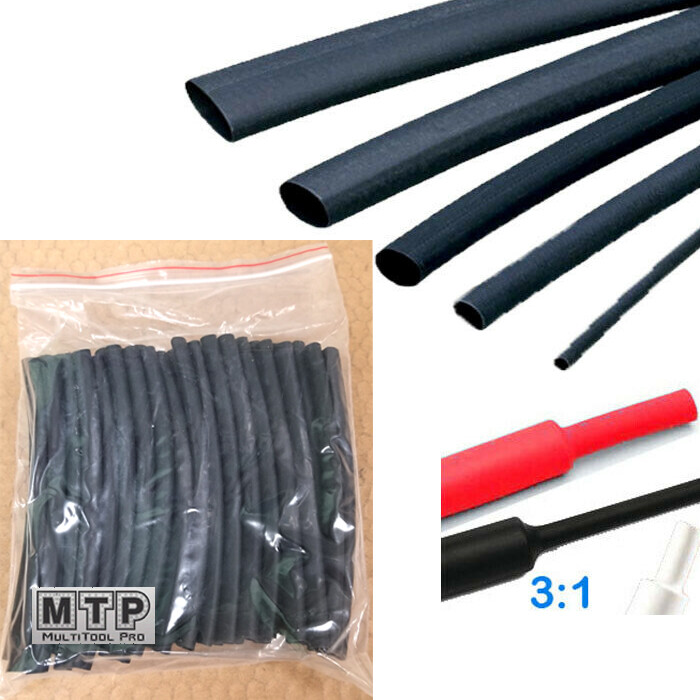 50x 6″ 1/4″ 6.4 mm 3:1 Heat Shrink Tubing Adhesive Lined Dual Wall Black