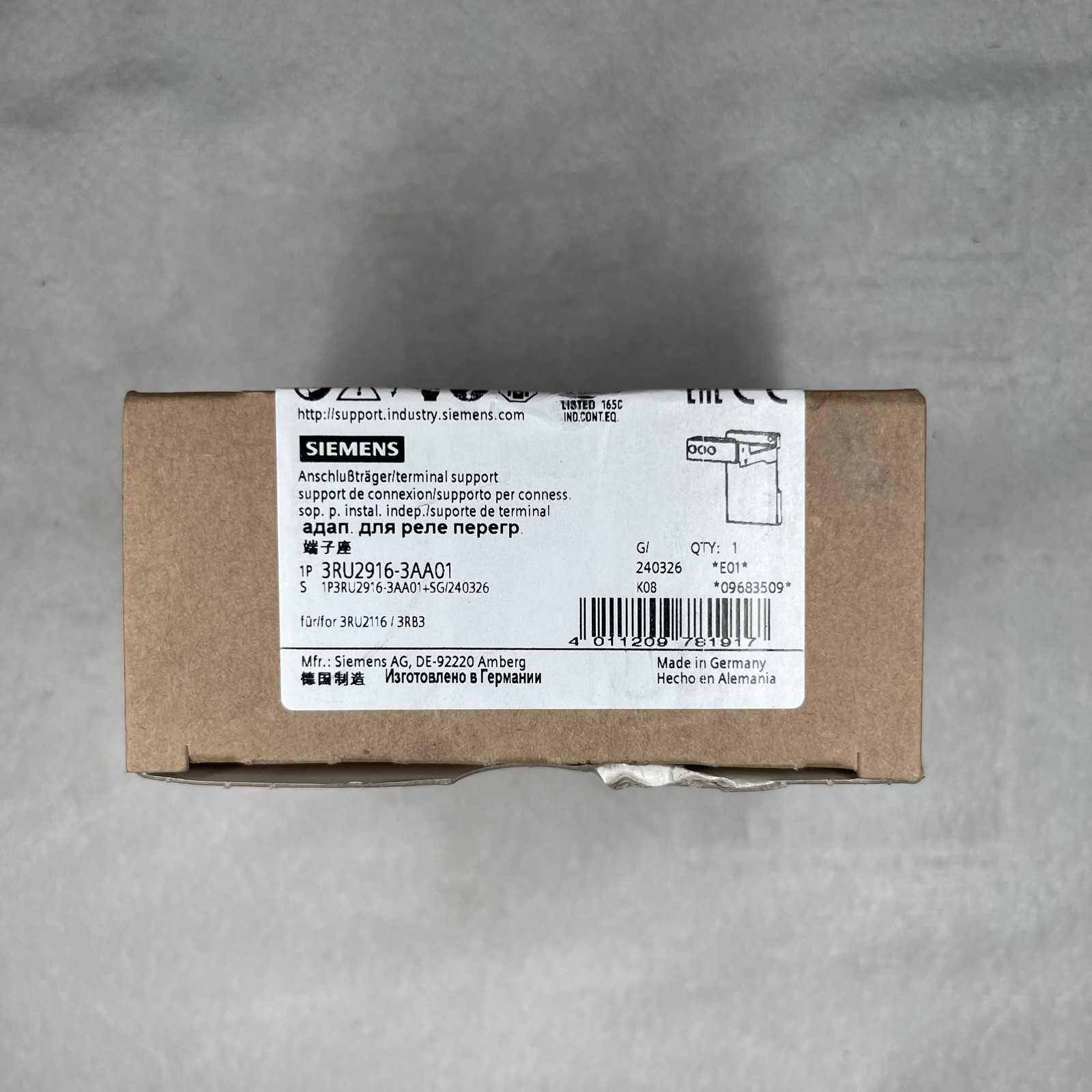 Siemens 3RU2916-3AA01 Stand-alone Assembly Support for Overload Relay Size S00