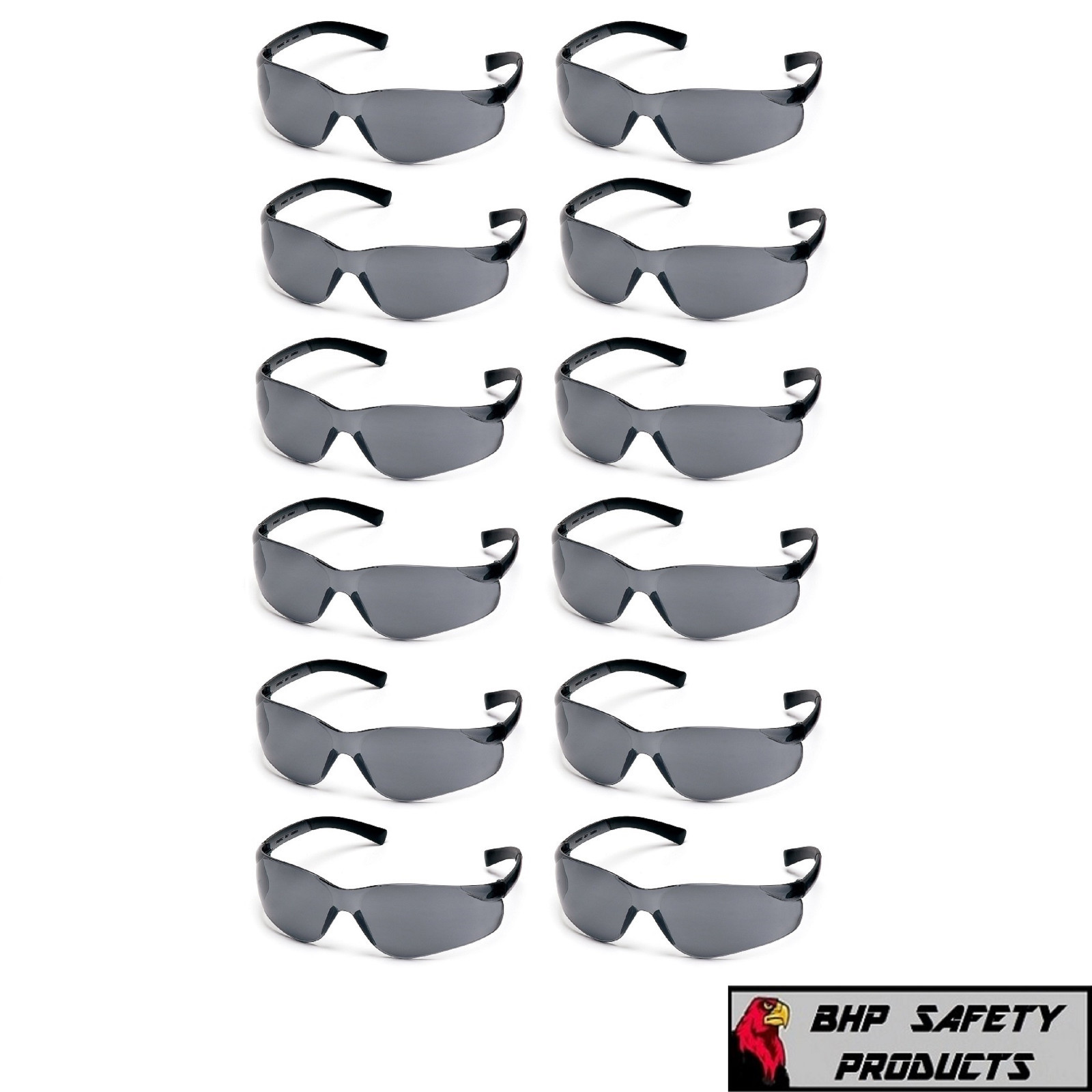 PYRAMEX ZTEK SAFETY GLASSES SMOKE/GRAY LENS SUNGLASSES S2520S Z87+ (12 PAIR)