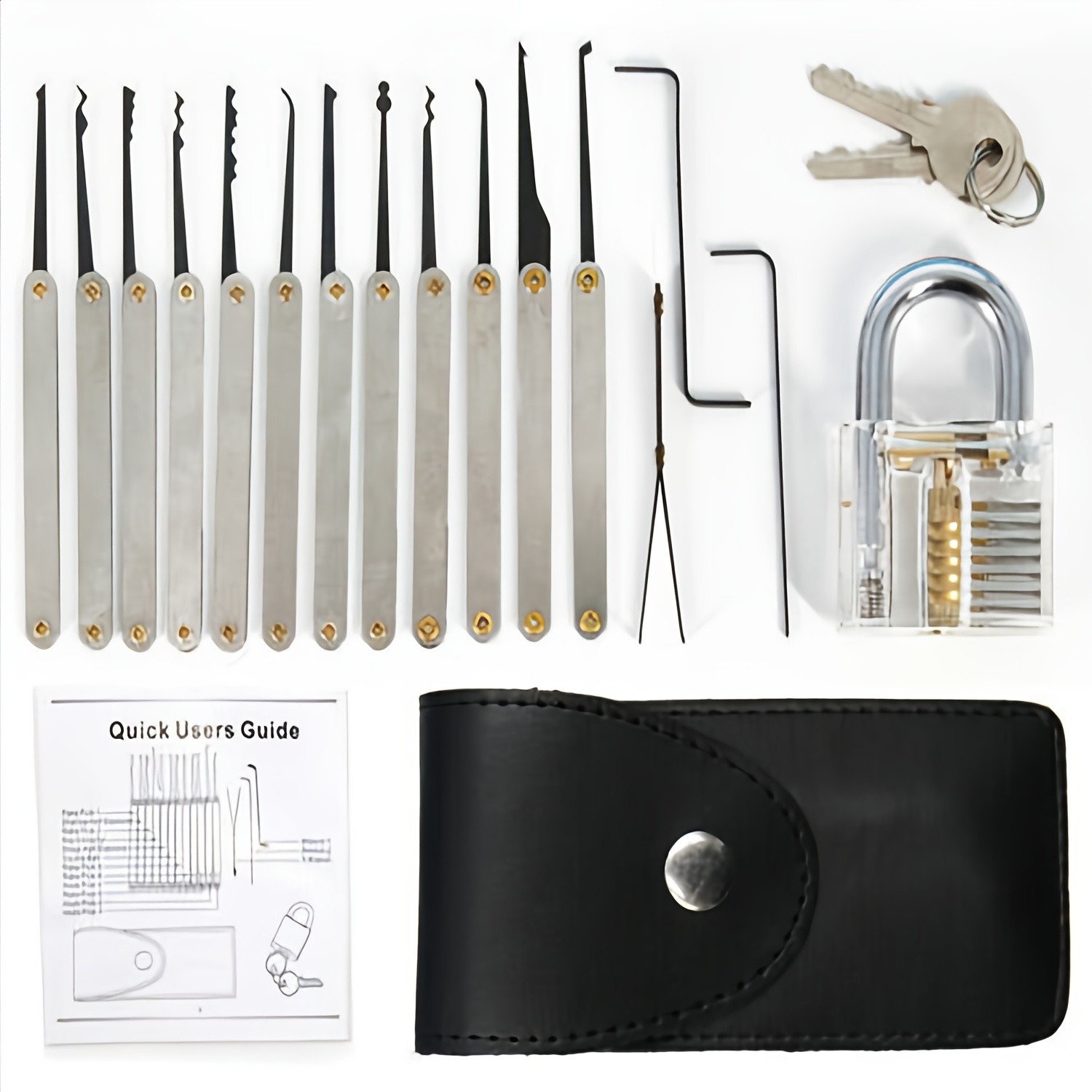 1 Set Transparent Acrylic Practice Padlock Model for Lock Mechanism Training Kit