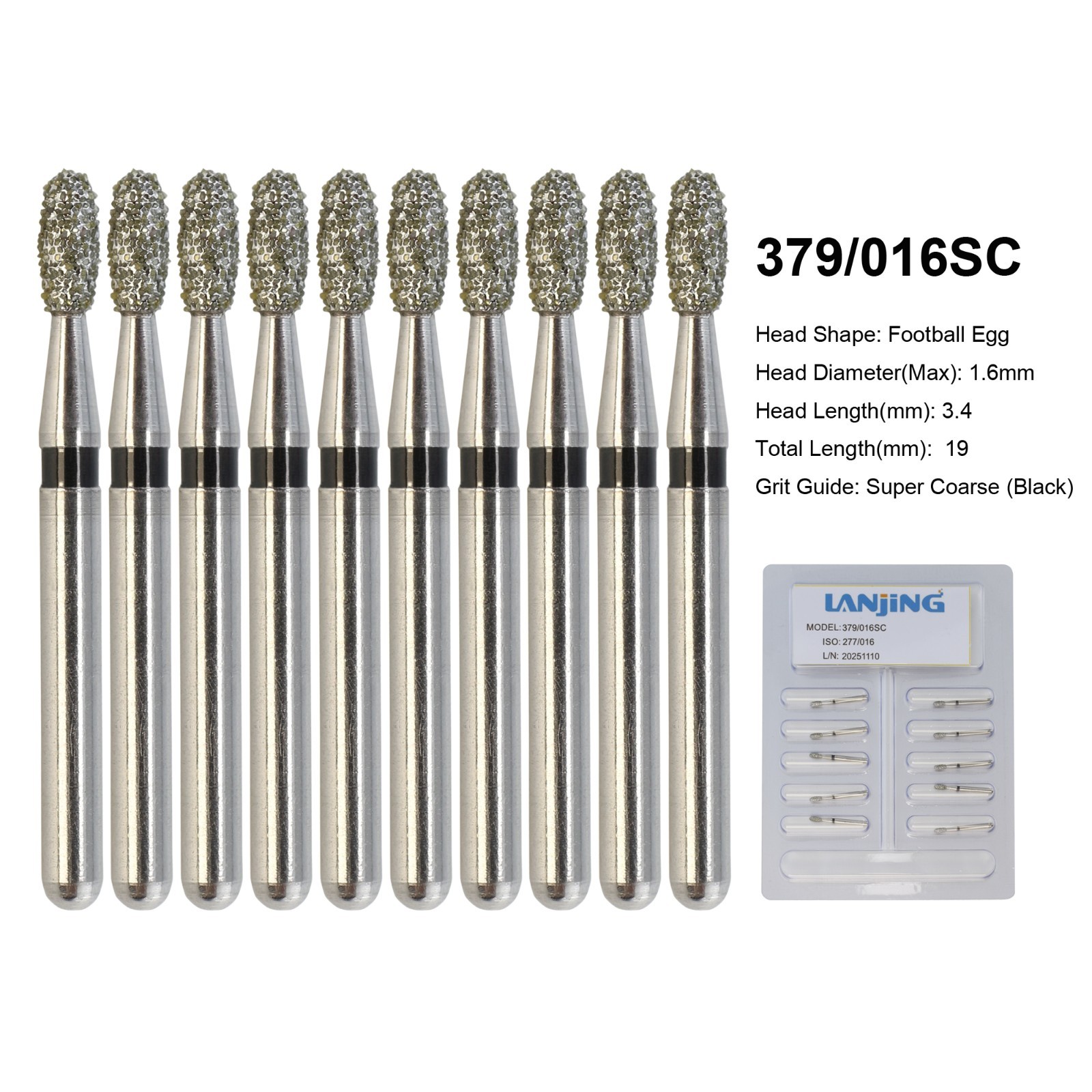 Wave Dental Carbide Bur FG Diamond Burs Football Pear Round End Taper High Speed