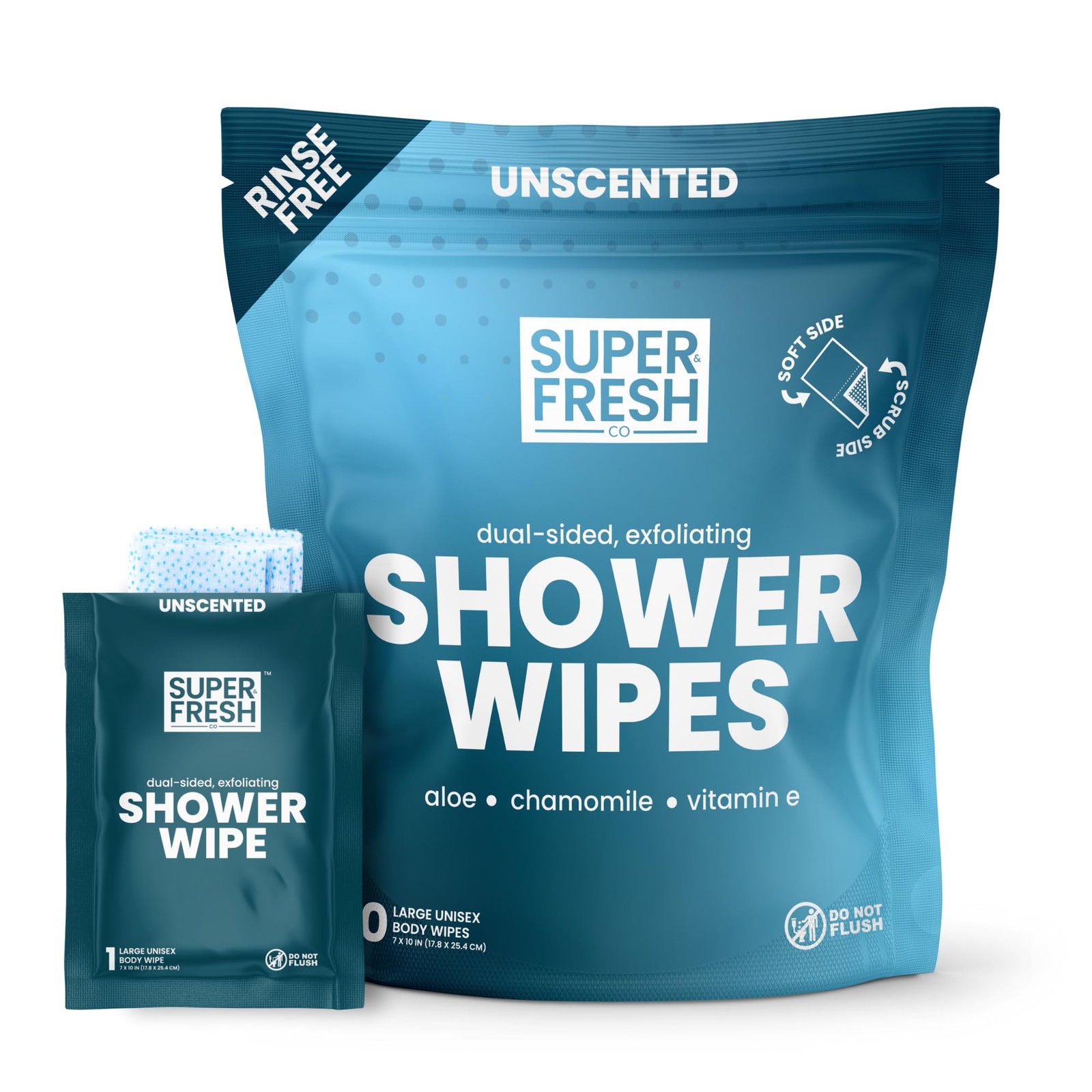Super Fresh Shower Body Wipes, Travel Essentials for 10 Count (Pack of 1)
