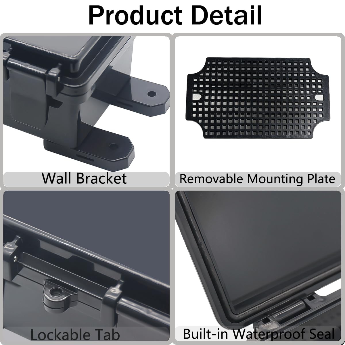Junction Box, Hinged Black Cover IP67 Waterproof ABS Project Box with Mountin…