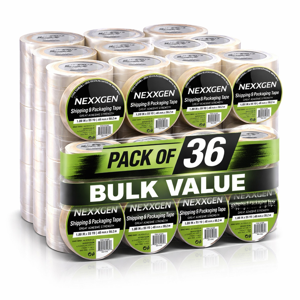 36 Rolls Carton Sealing Clear Packing Tape Box Shipping – 2 mil 1.89″ x 55 Yards