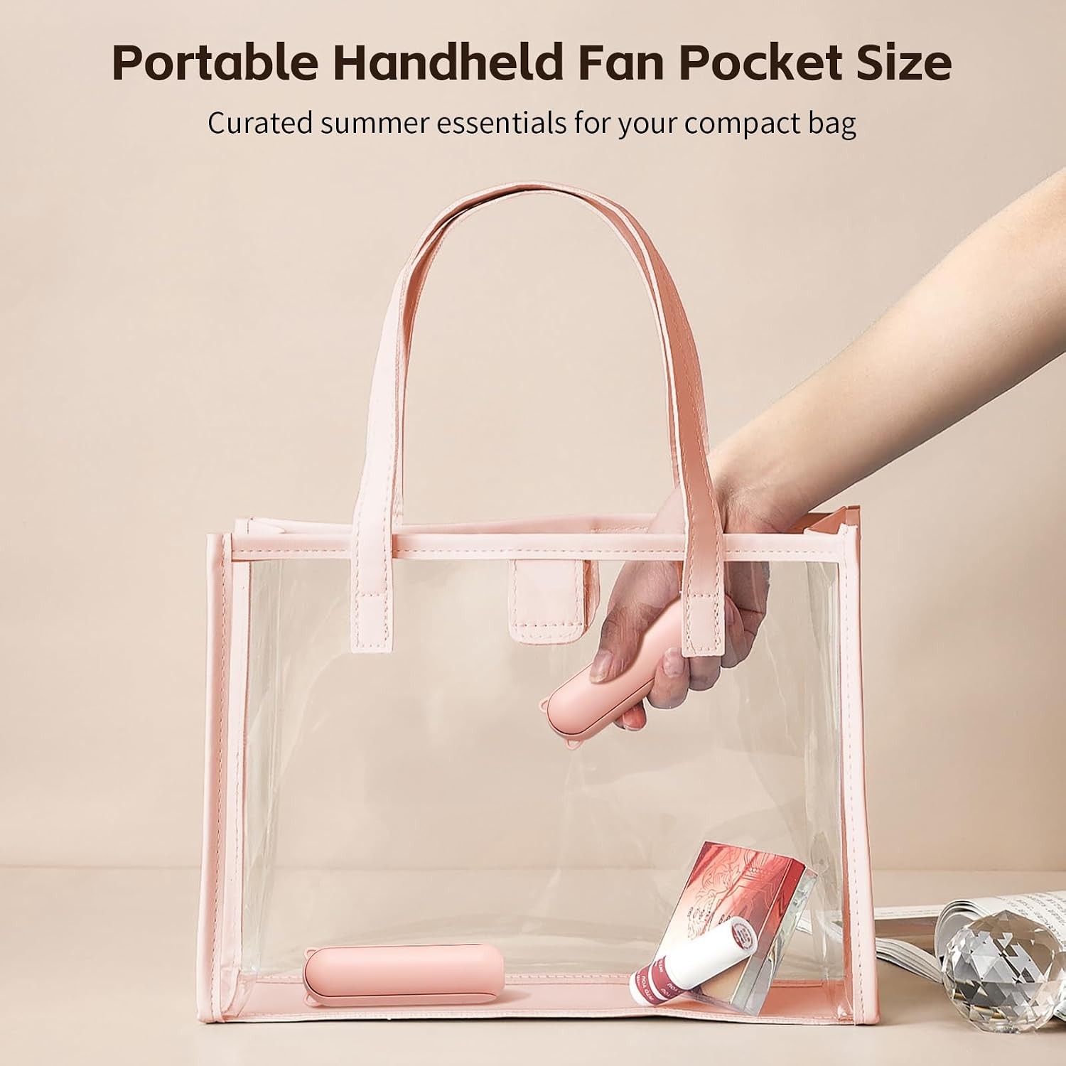 Mini Portable Fan w/Power Bank, LED Light, Foldable USB Rechargeable