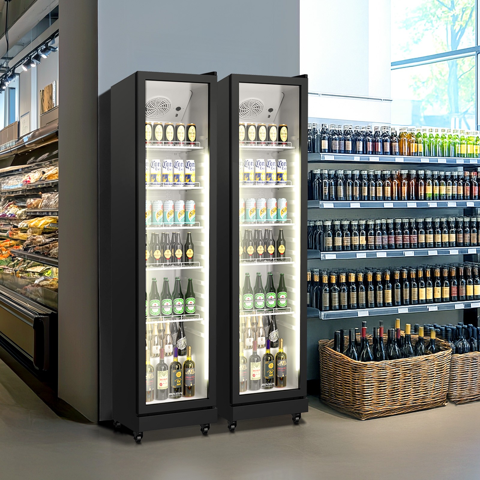 8 Cu. Ft. Commercial Display Upright Beverage Refrigerator Cooler Merchandiser