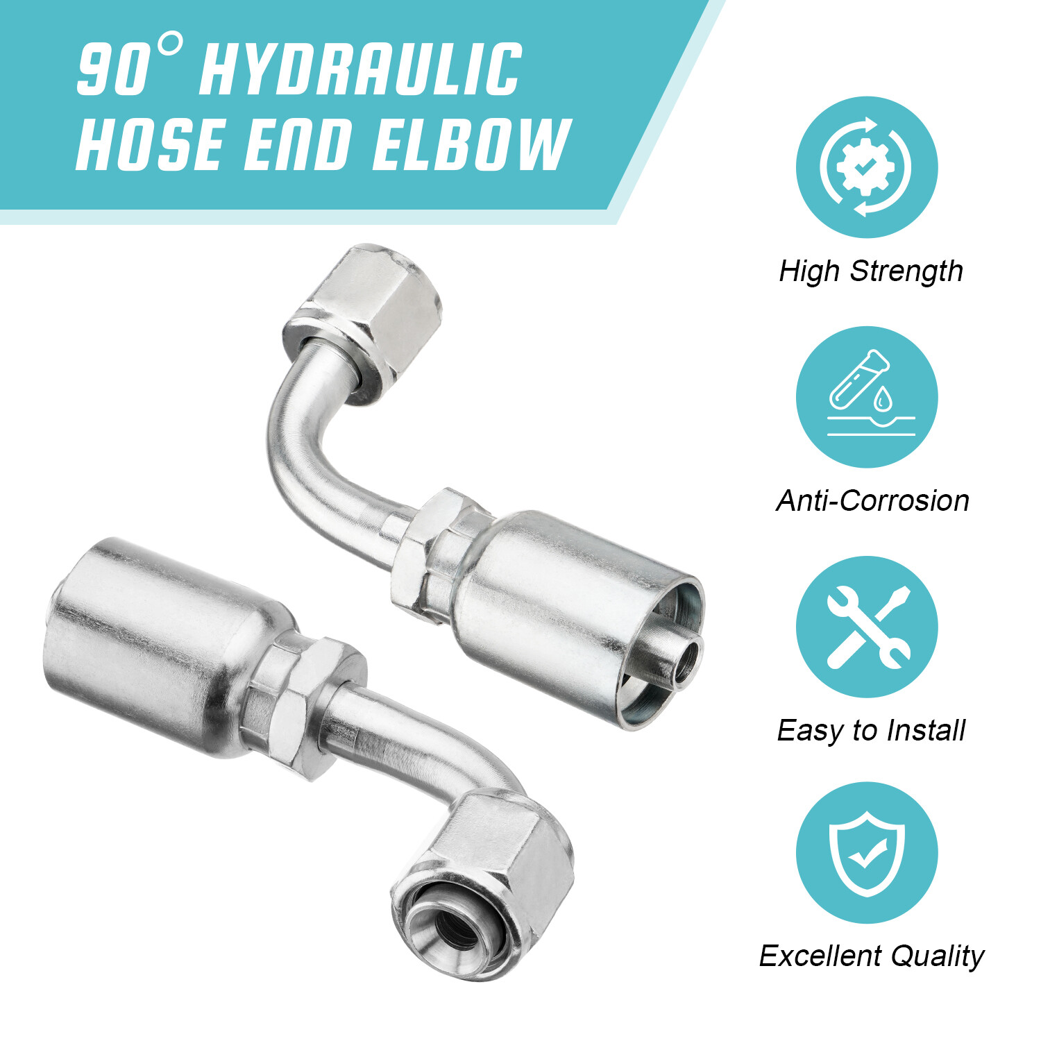10 Pack 3/8″ JIC 37° Female 90° Elbow Hydraulic Hose Fittings For 3/8″ I.D. Hose