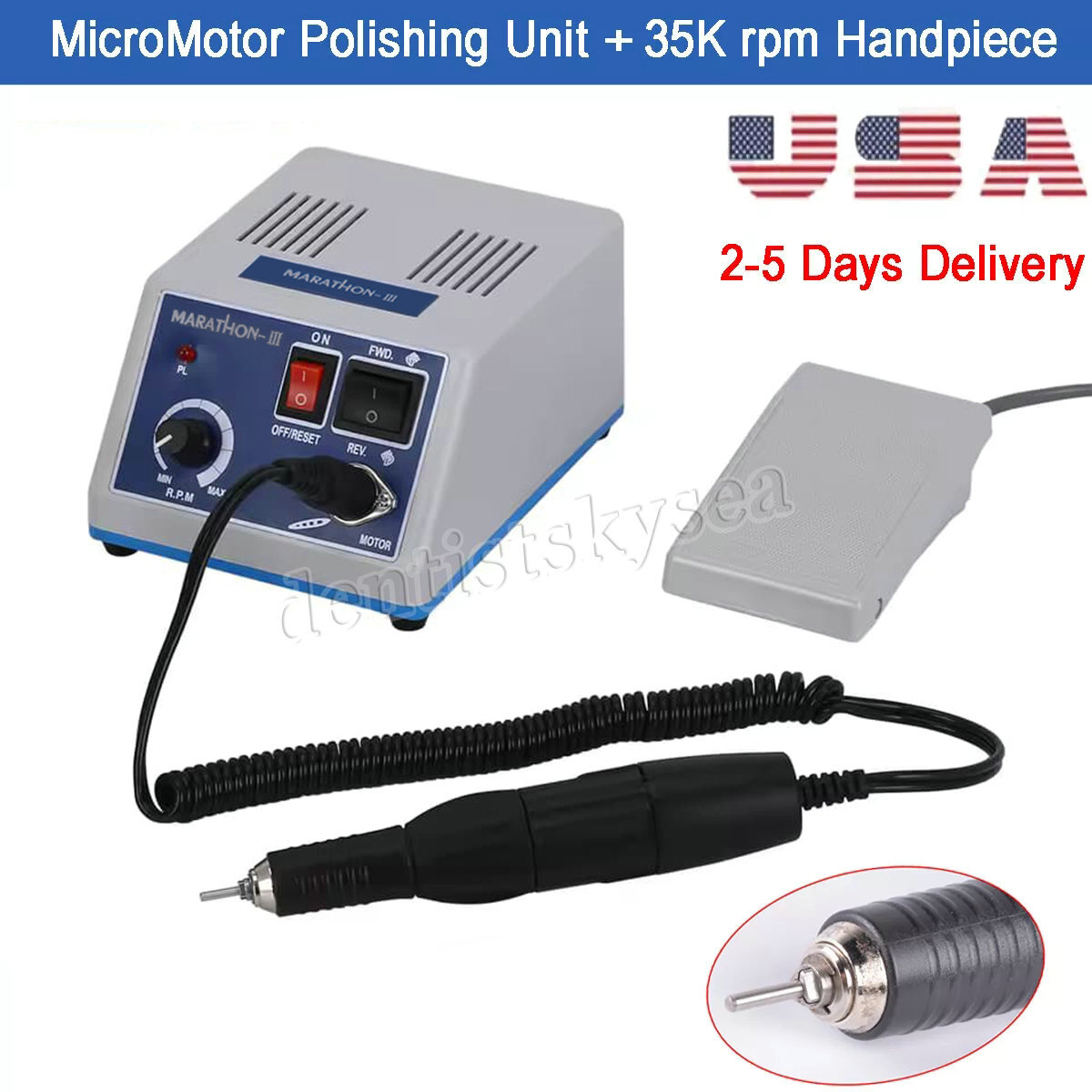 Dental Lab Marathon Electric Micromotor Polishing Unit / 35K rpm Motor Handpiece