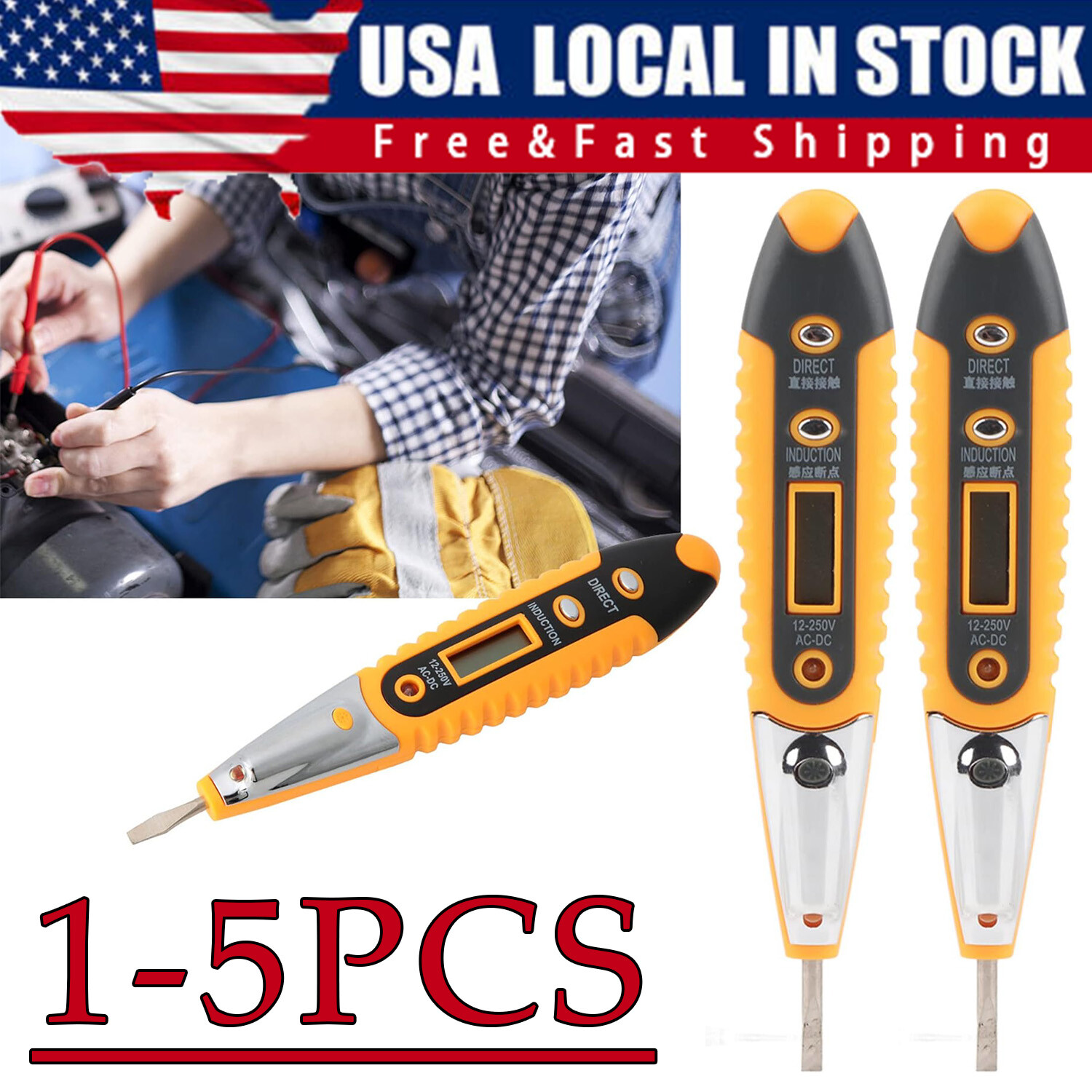 Voltage Electric Tester Volt Detector Test Pen AC DC Non-Contact Sensor 12-1000V