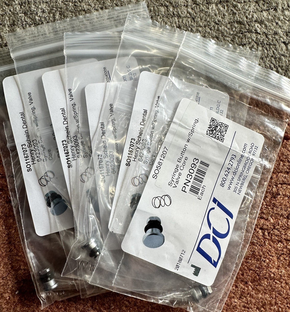 Syringe Button w/Spring, Valve Core, DCI 3093 – NEW – (5 Pack)