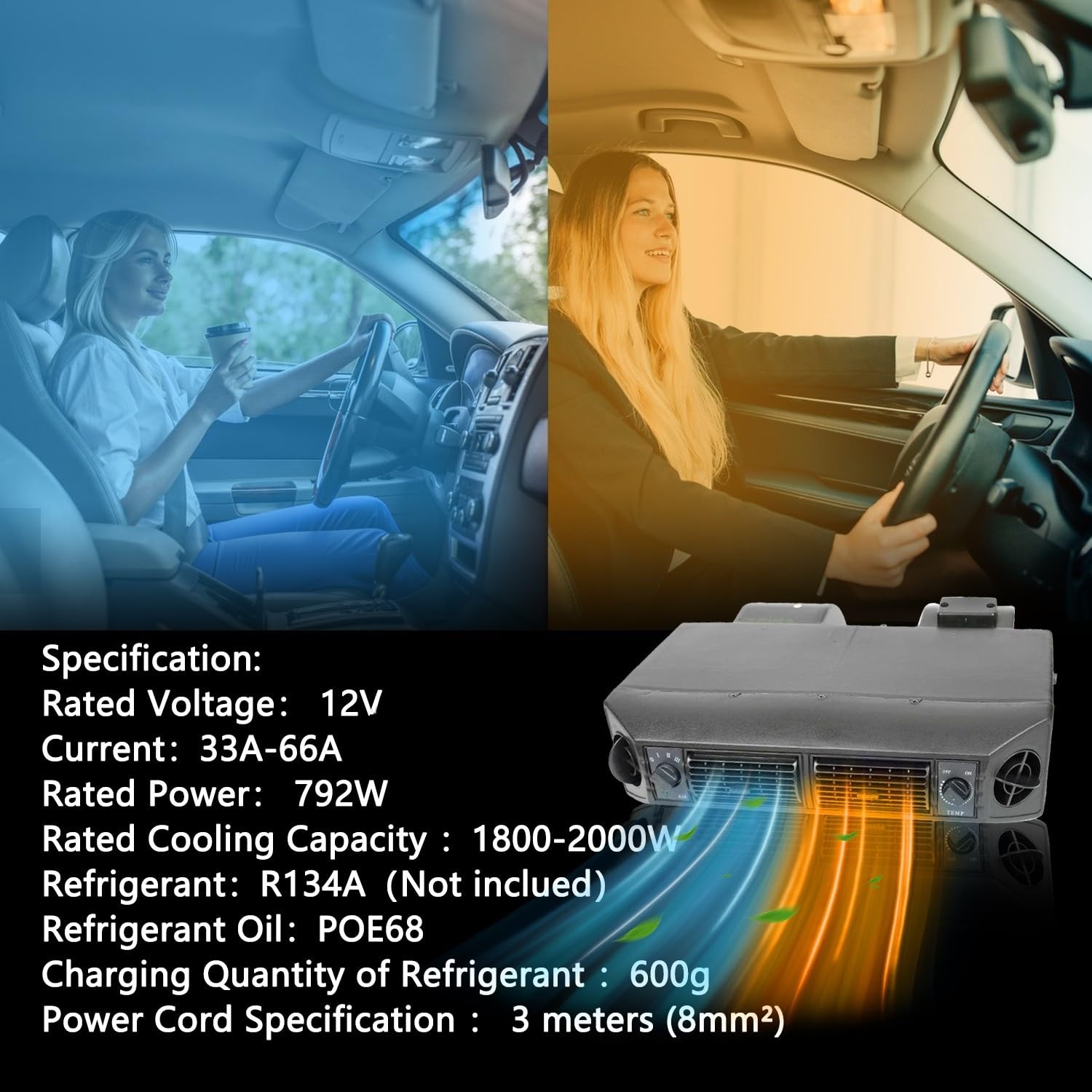 10000BTU 12V Under Dash Electric Air Conditioner Heating Cooling Kit Universal