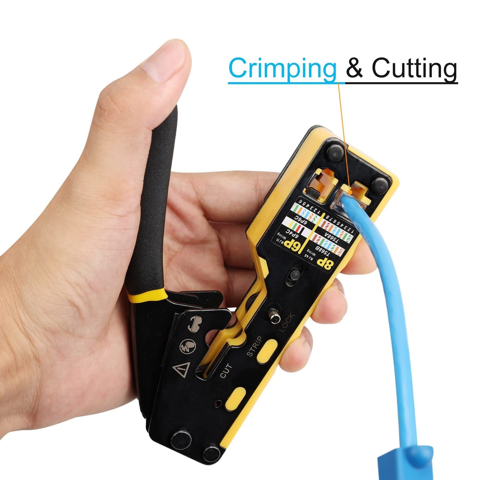 Solsop Pass Through RJ45 Crimp Tool Kit Ethernet Crimper CAT5 Cat5e Cat6 Crimpin