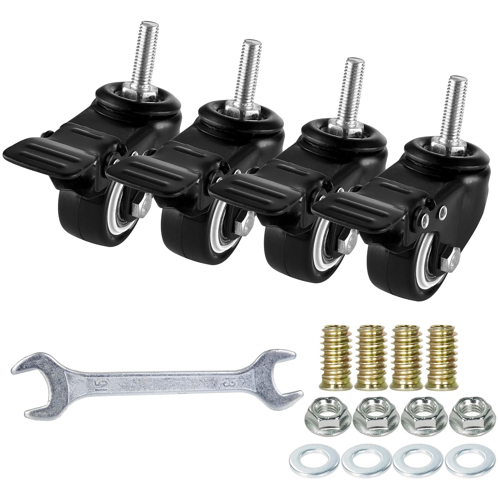 YEEMIGO 1.5 Inch Swivel Caster Wheels Set of 4, Heavy Duty Locking Casters