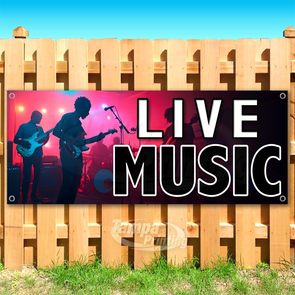 LIVE MUSIC Advertising Band Singing Bar Vinyl Banner Flag Sign USA SB10807