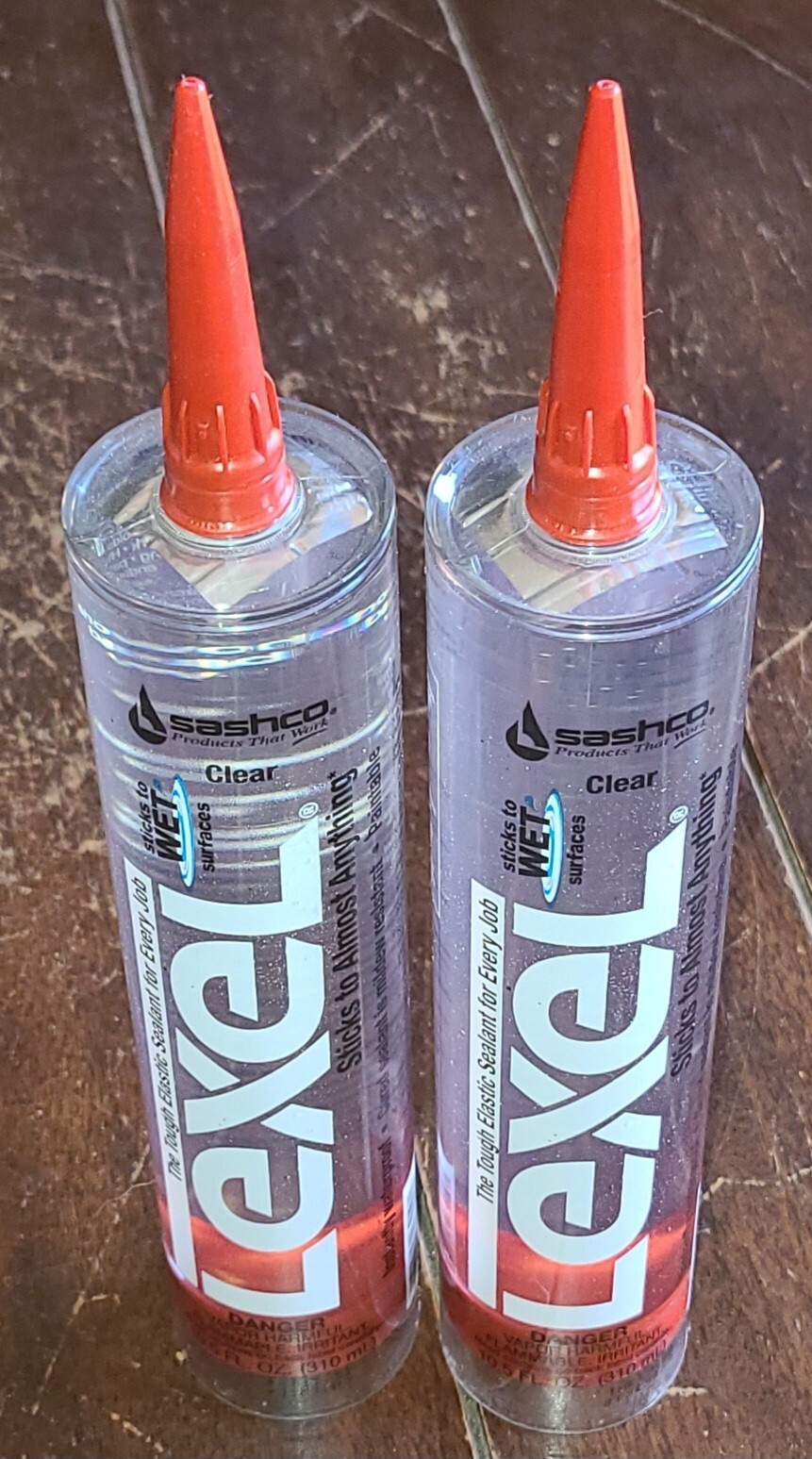 Lot of 2 Lexel Tough Elastic Sealant! Waterproof ☆Clear☆ (Each: 10.5 fl oz.)