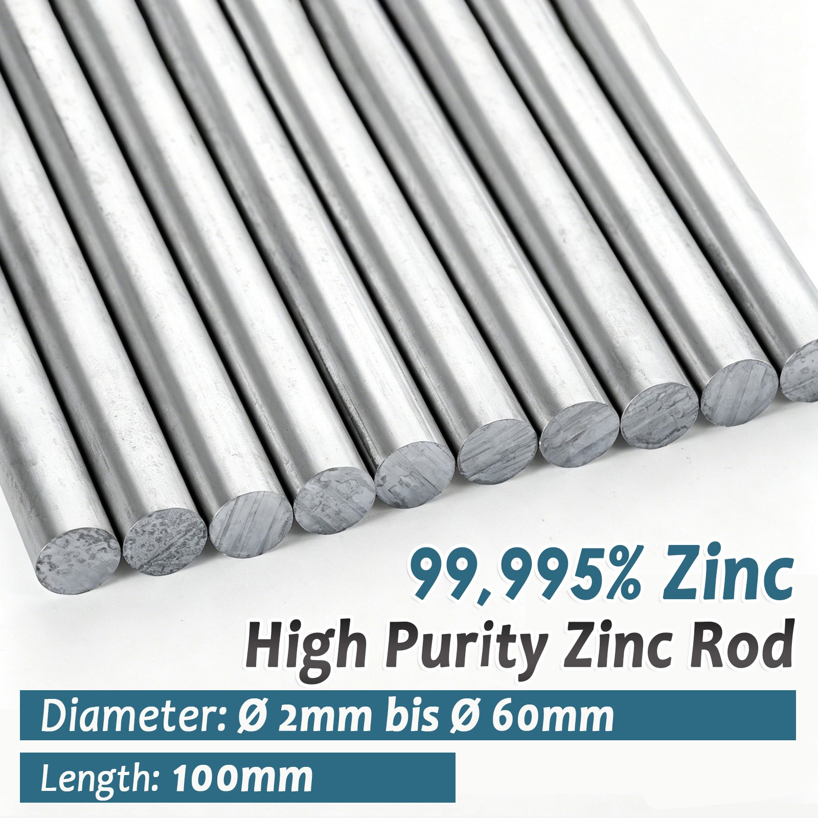 99.9% Pure Zinc Rod, Marine Anticorrosion, Pure Metal Zinc Anode, Round Zinc Bar