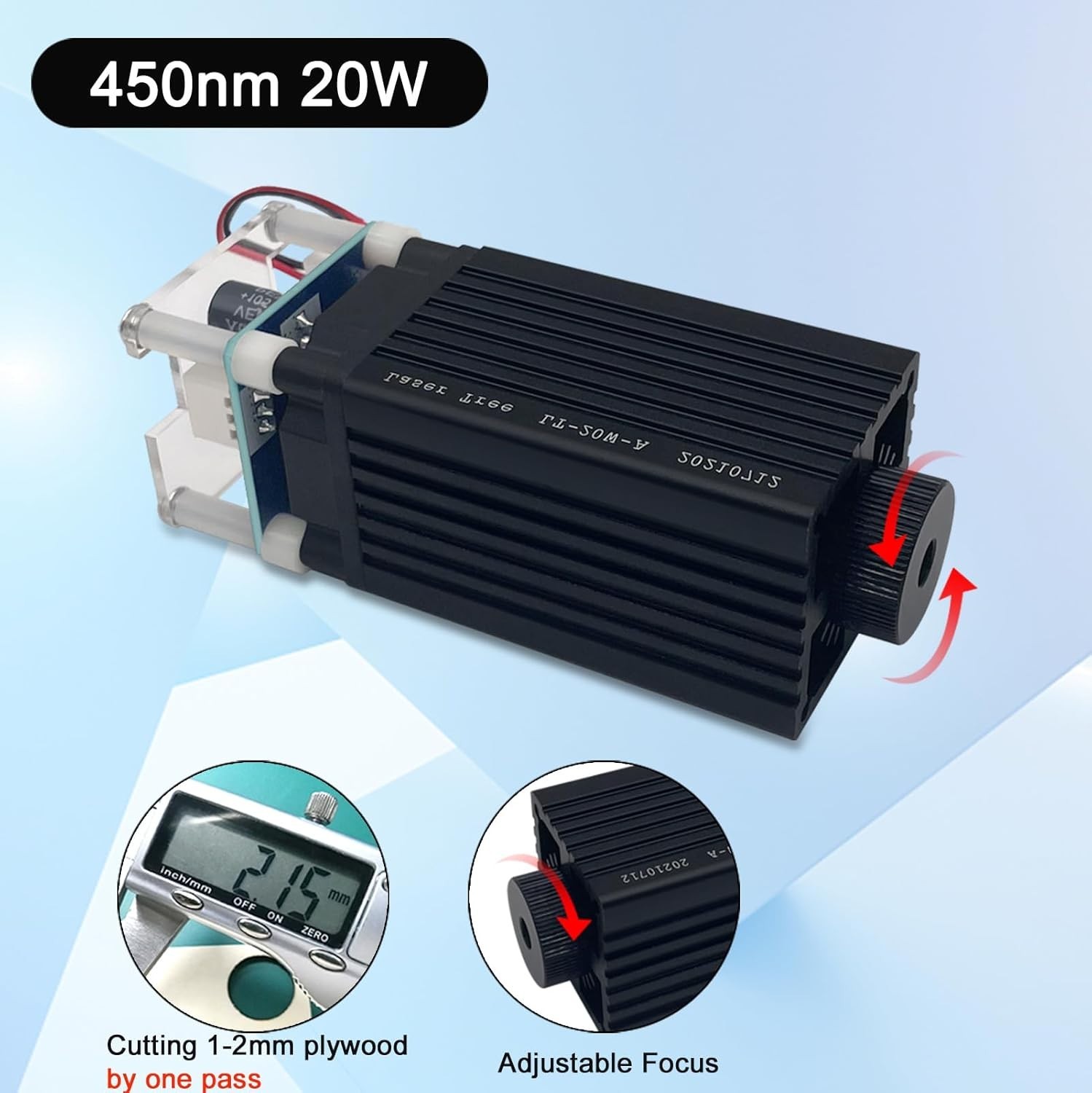 4000mW Laser Engraver Module – Adjustable Focal Laser for Wood & Leather Cutting