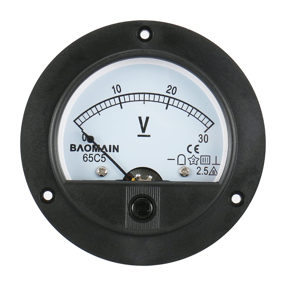 Dc 30v Round Voltmeter Voltage Meter 65c5 Gauge Analog Panel Class 2.5 Ce
