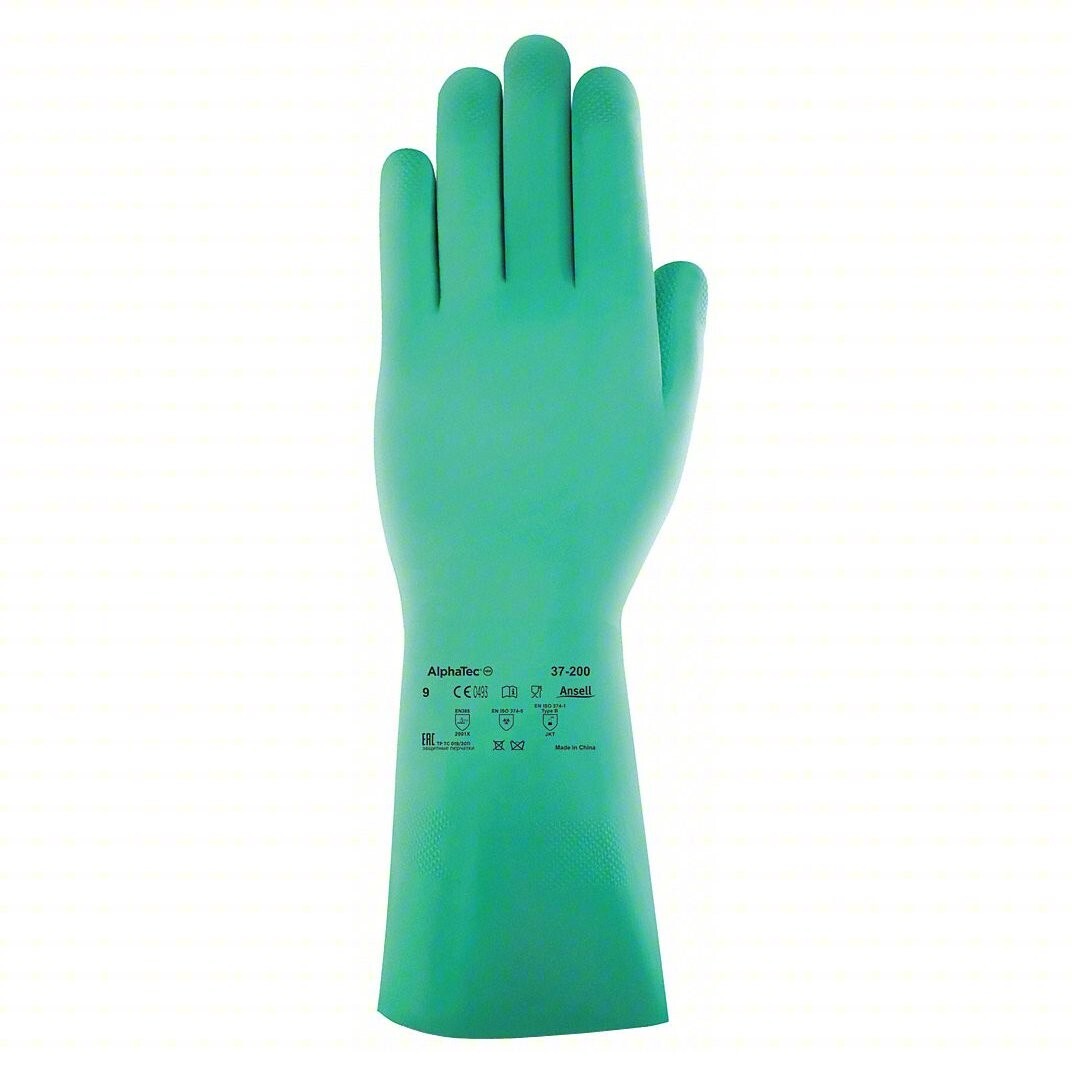 12 Pair Ansell 37-200 Light Green Nitrile Rubber Gloves Kitchen Washing Up Large