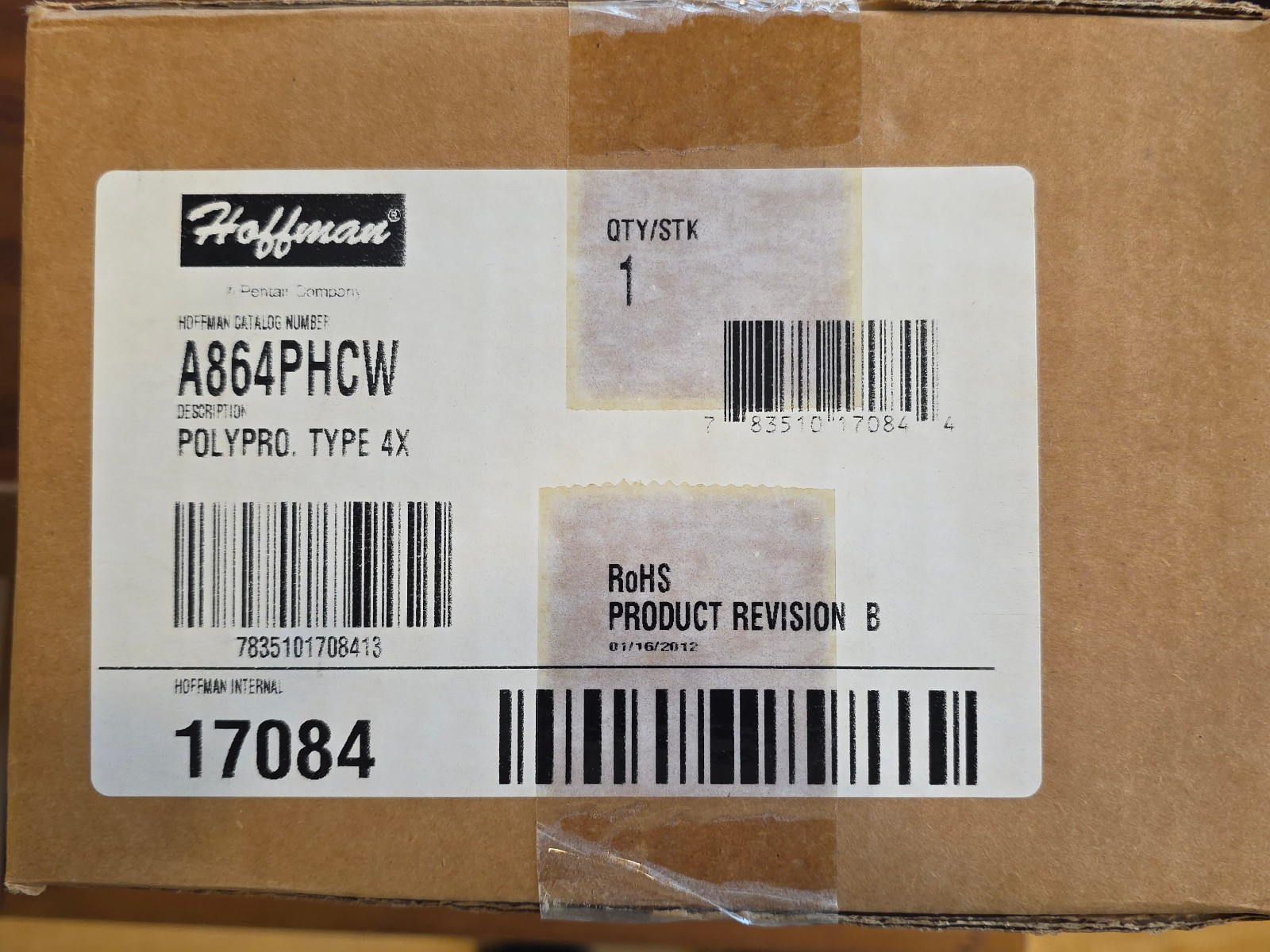 Hoffman A864PHCW Enclosure, PolyPro Window Type, 4X, 8.12 x 6.12 x 4.38 (NOS)