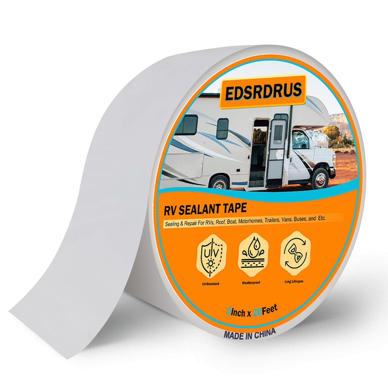2 Inch x 50 Feet RV Roof Tape Heavy-Duty Adhesive Butyl Seal Tape White