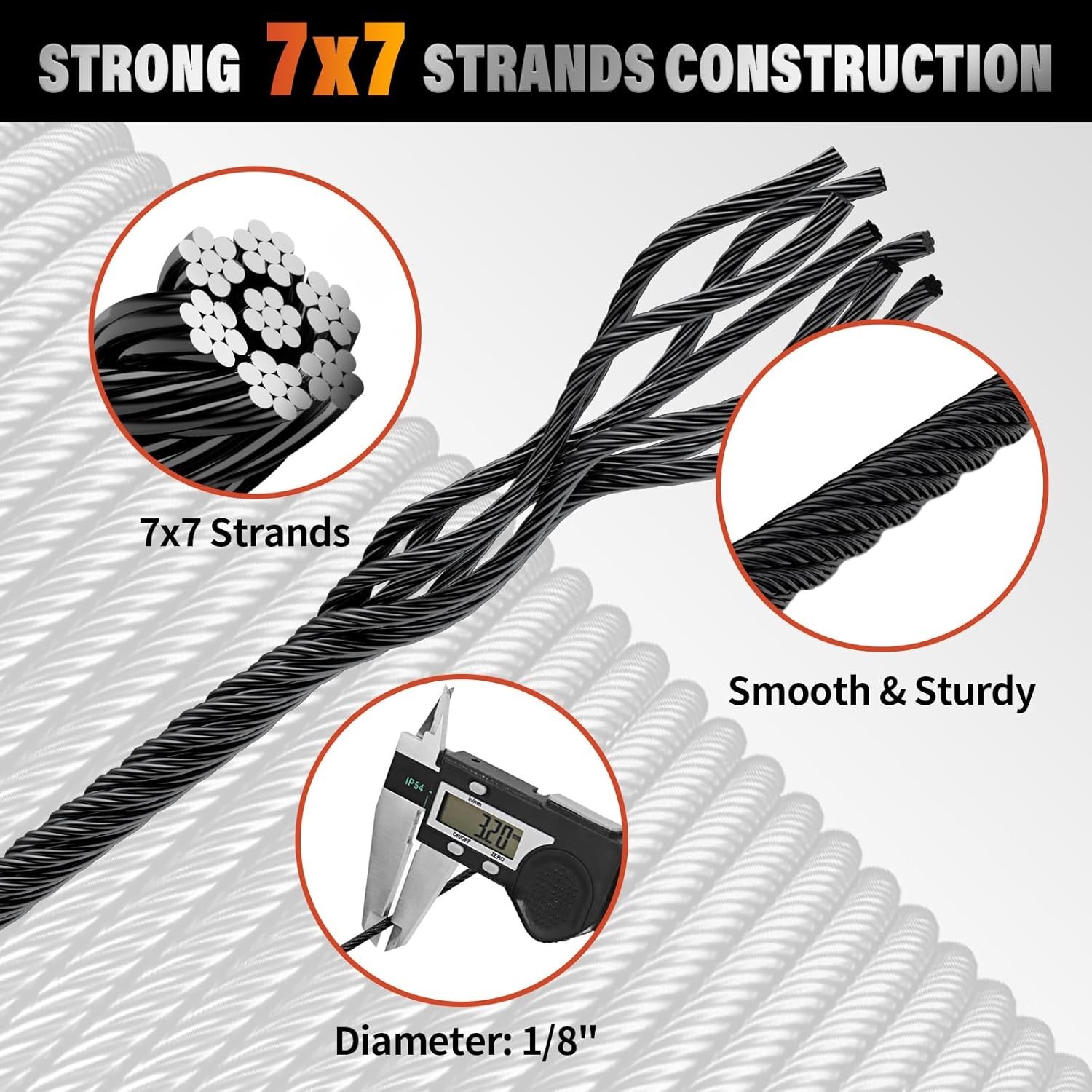 Black Stainless Steel Cable for Railing – 500FT 1/8″ T316 Wire Rope for Deck …