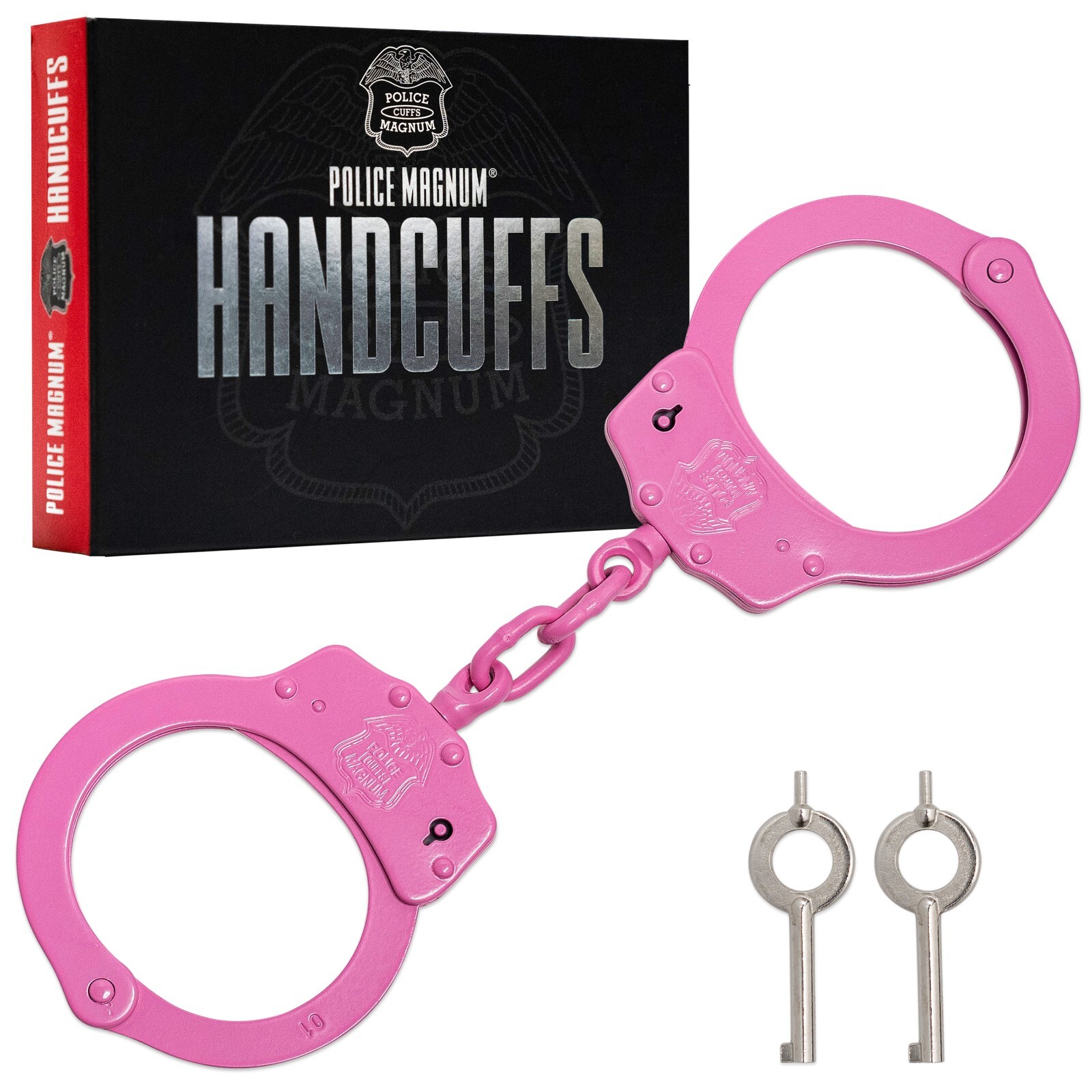 Police Magnum Pink Steel Heavy Duty Handcuffs-Law enforcement security gear