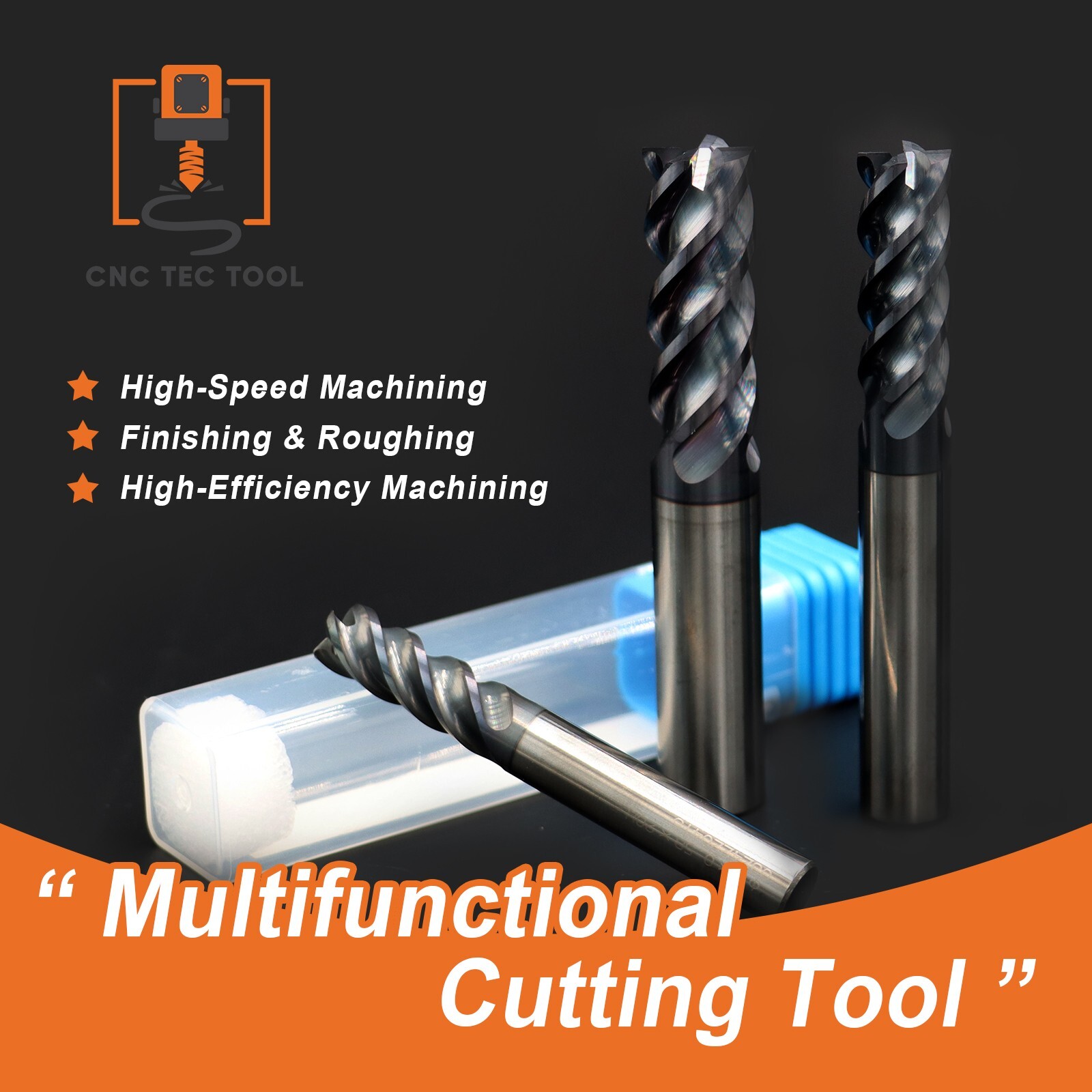 5 PCS 3/32″ 4 Flutes Square 45° Helix Carbide End Mill Bit AlTiCrN Coated HRC 50
