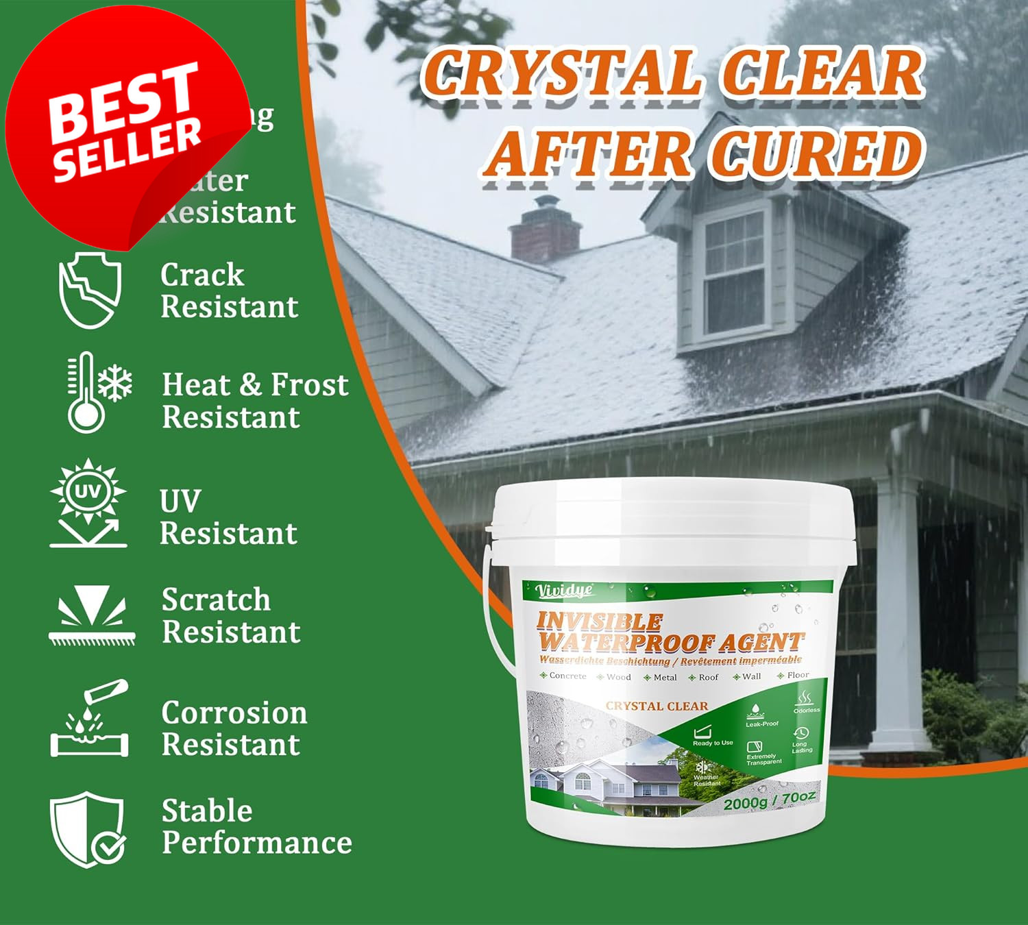 Invisible Waterproof Agent 70Oz Transparent Coating Roof Floor Wall Sealant US