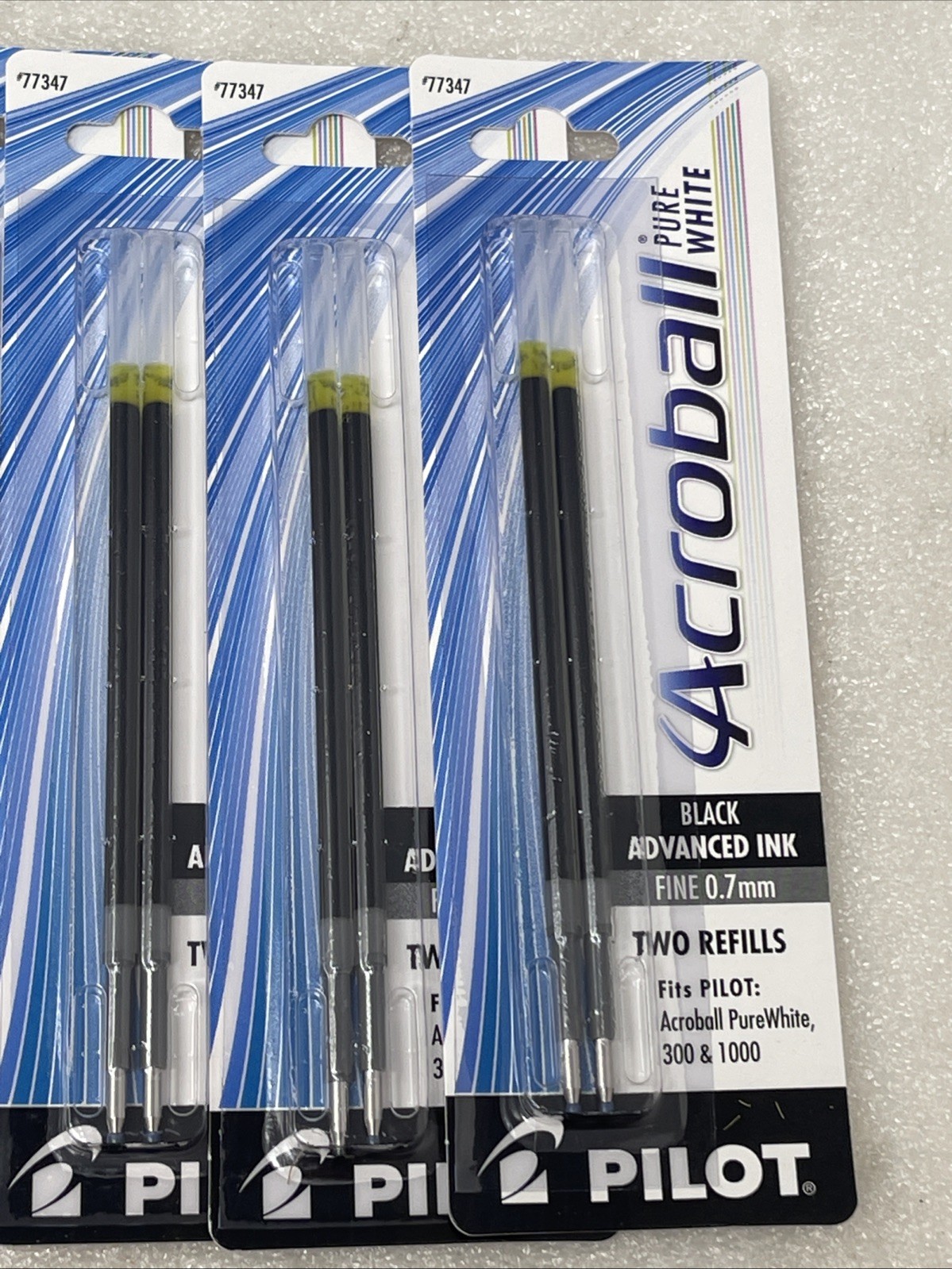 Pilot Acroball 77347 Fine Tip Refills Ink, 0.7mm Fine Point – Black, Lot Of 12