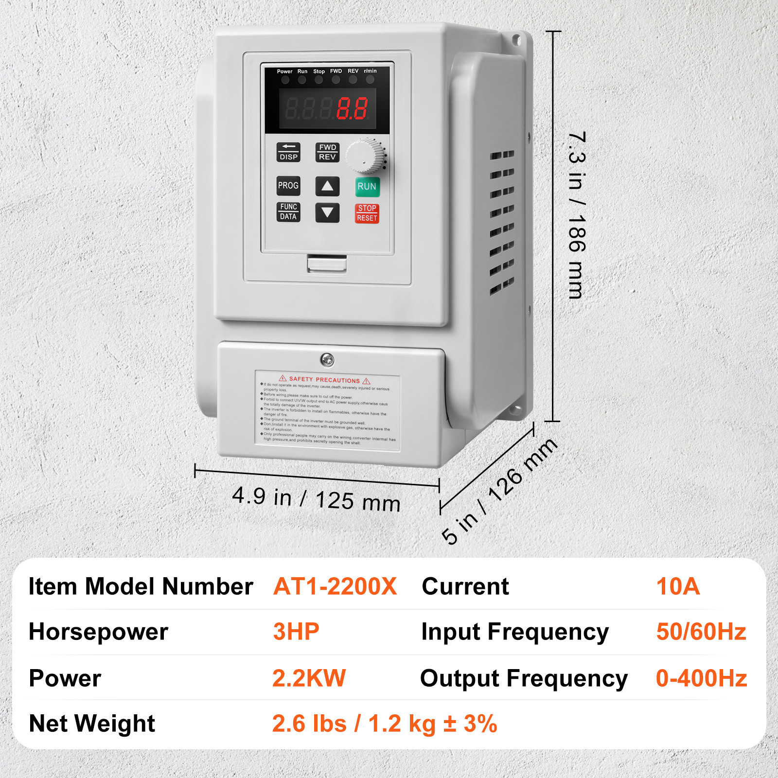 3HP 2.2KW 10A Variable Frequency Drive VFD for 3-Phase Motor Speed Control