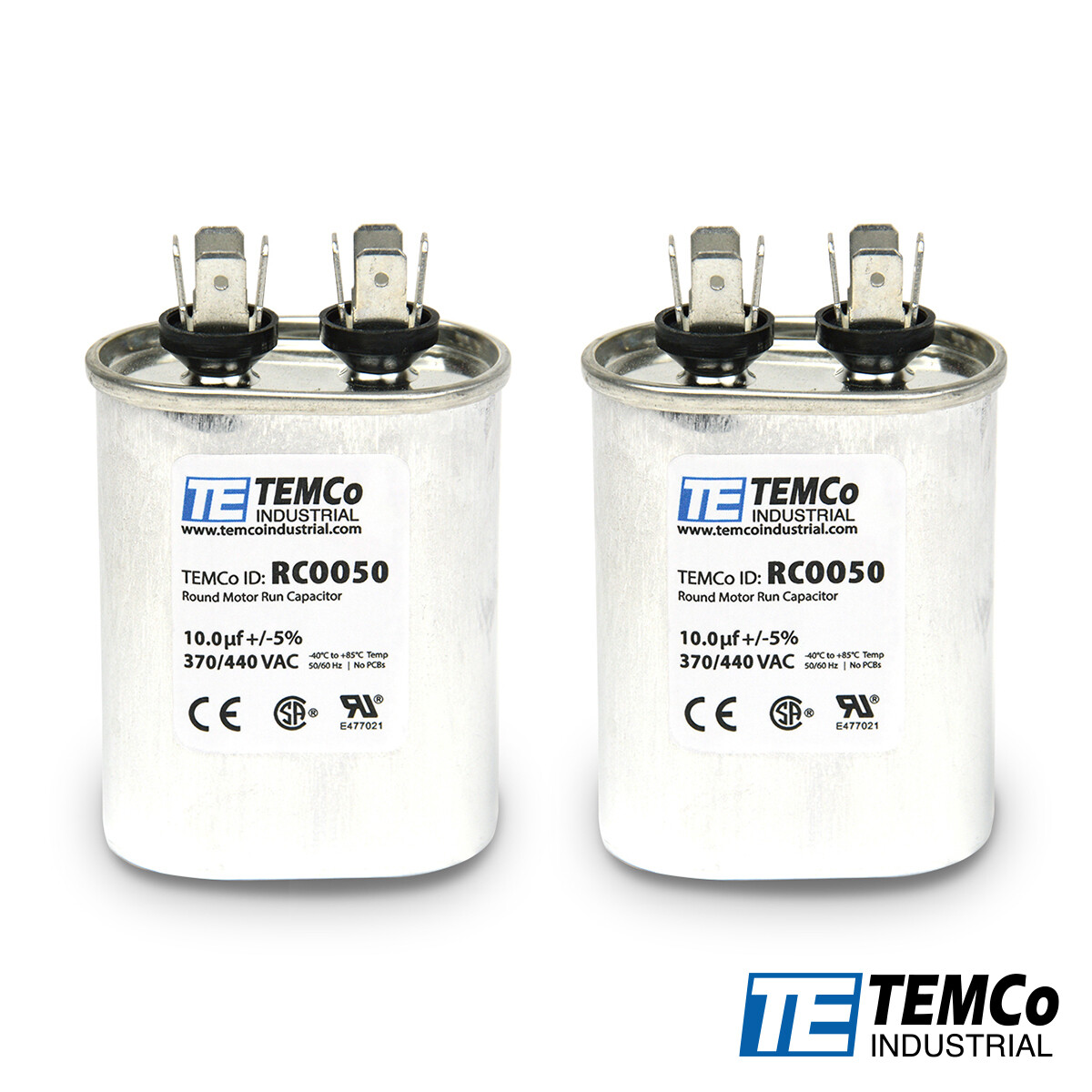 TEMCo 10 uf/MFD 370-440 VAC volts Oval Run Capacitor 50/60 Hz -Lot-2