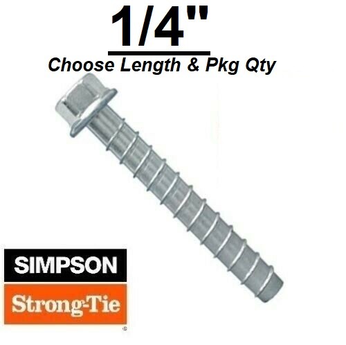 1/4″ Simpson Strong Tie Titen HD Heavy Duty Concrete Screw Anchor (CHOOSE SIZE)