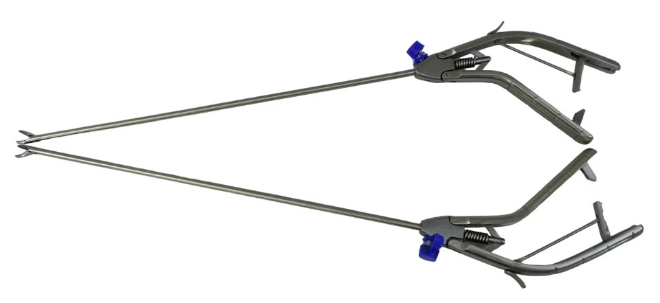2PCS Laparoscopic Needle Holder Curved Right And Left Jaw 5mm SS Instruments CE